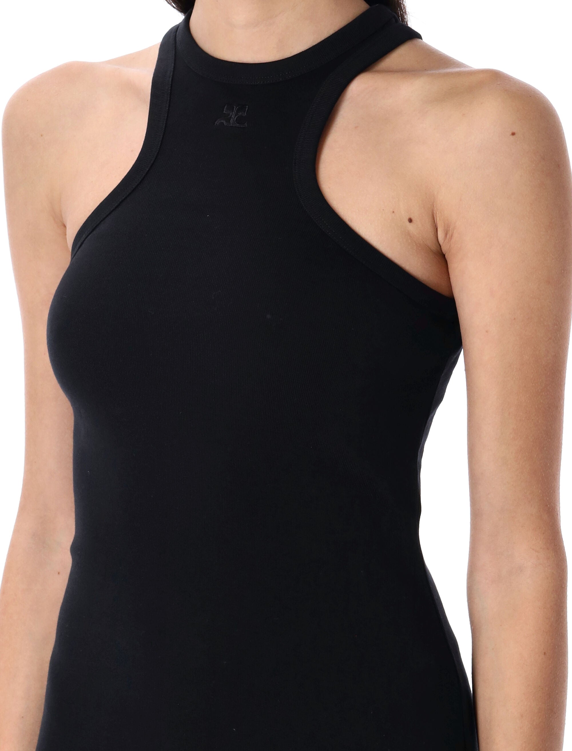 COURREGÈS Women's Contrast Mini Dress - Above Knee Length