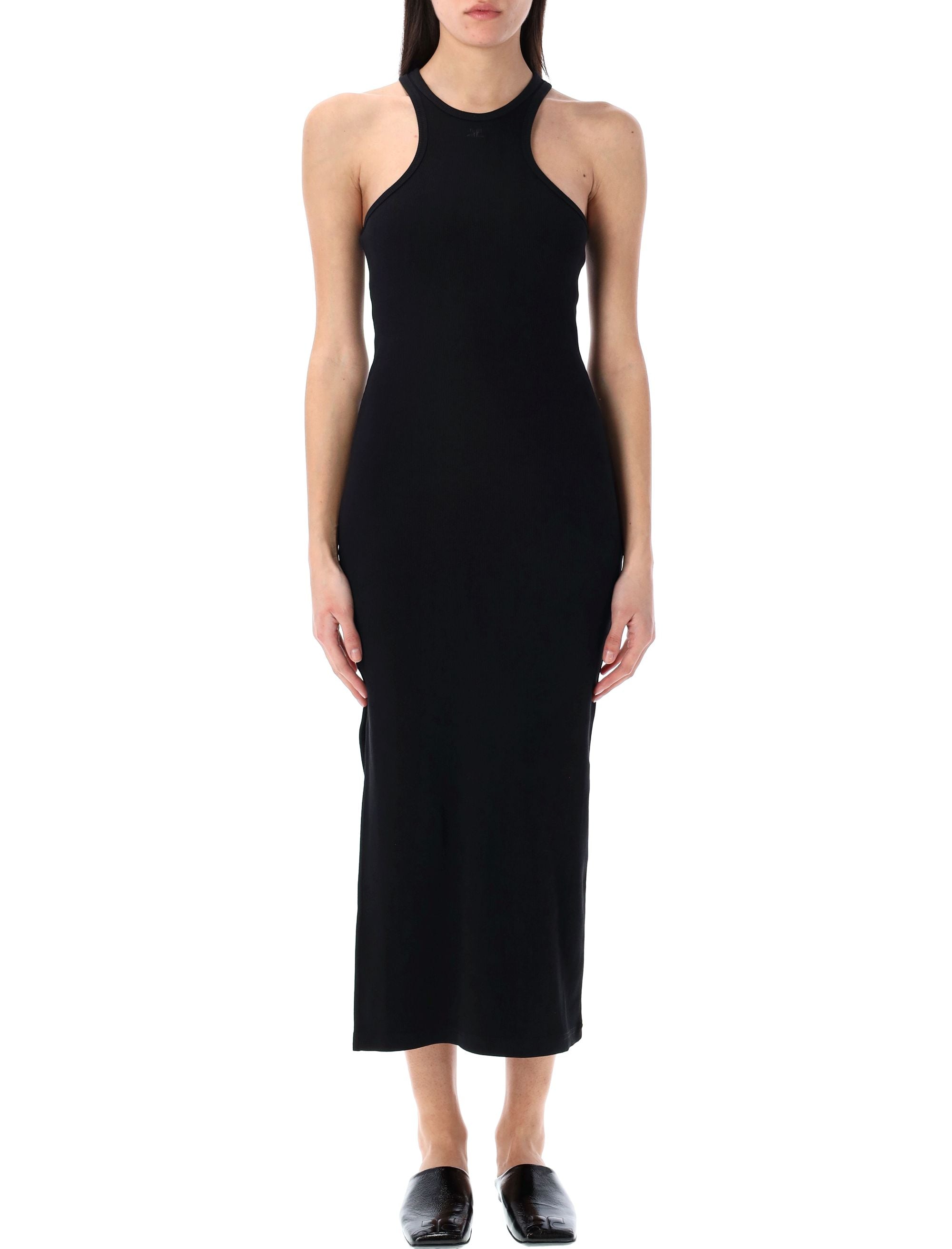 COURREGÈS Ribbed Midi Dress with Side Slit