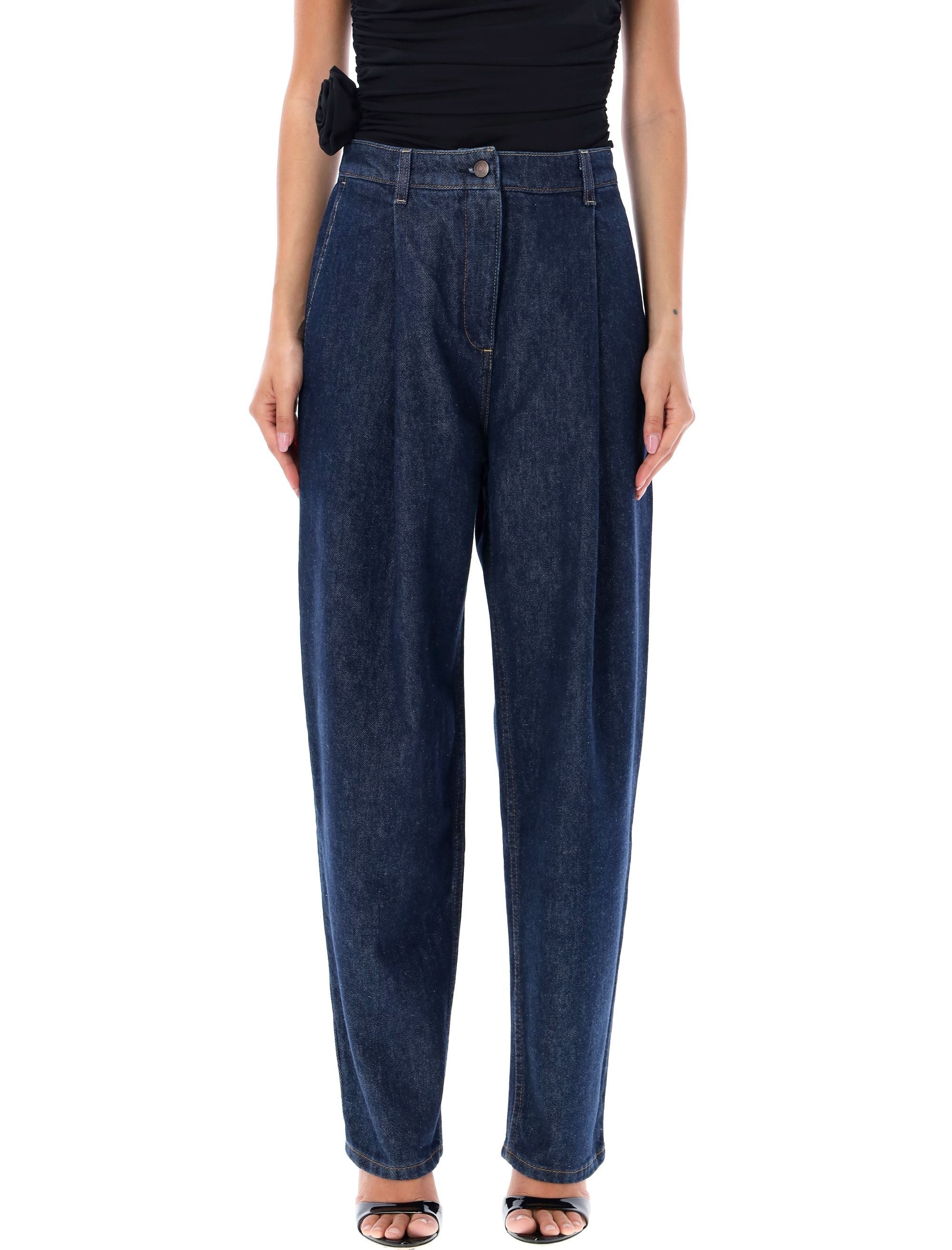MAGDA BUTRYM High-Waisted Pleated Denim Pant - Size 36