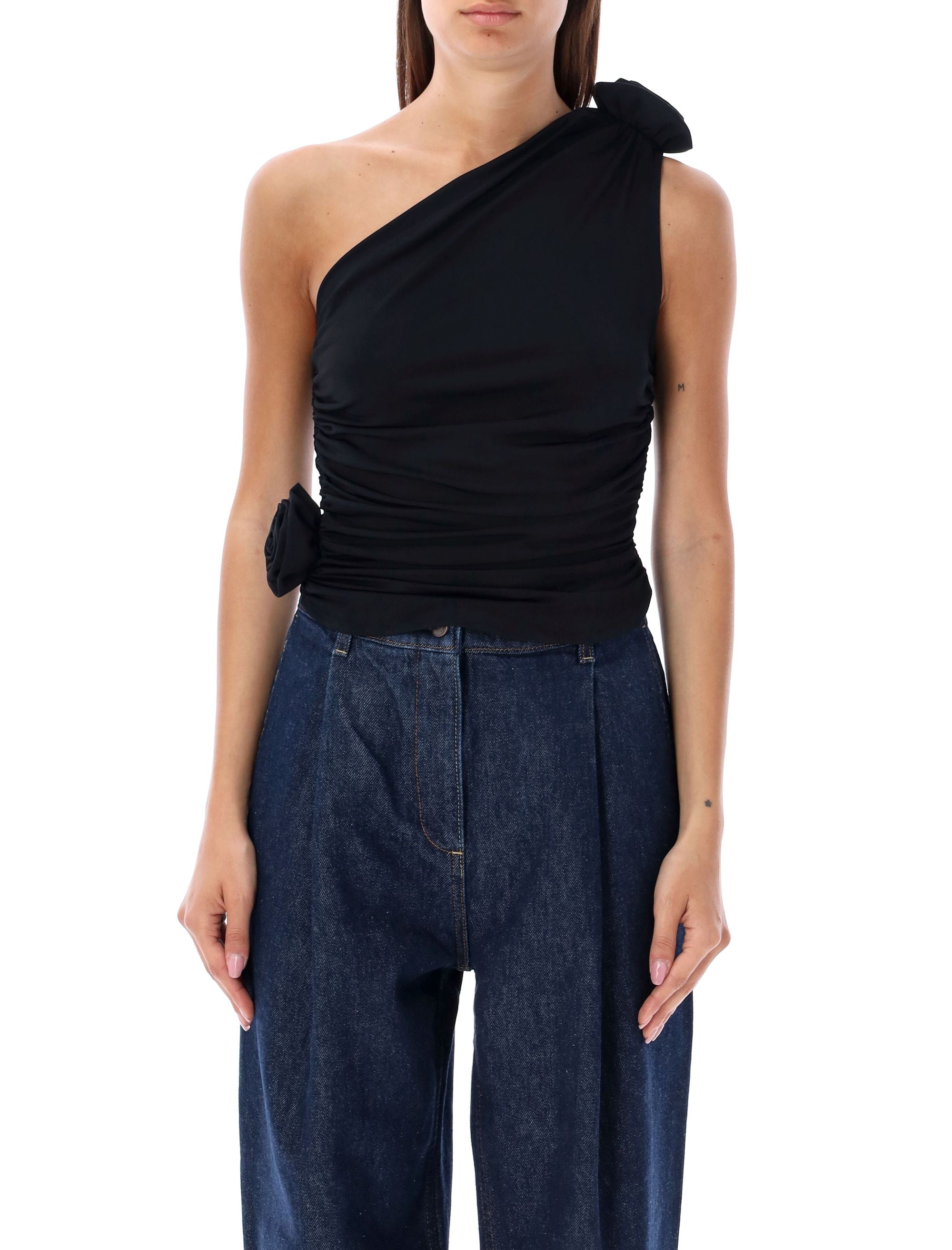 MAGDA BUTRYM One-Shoulder Fitted Top with Floral Details