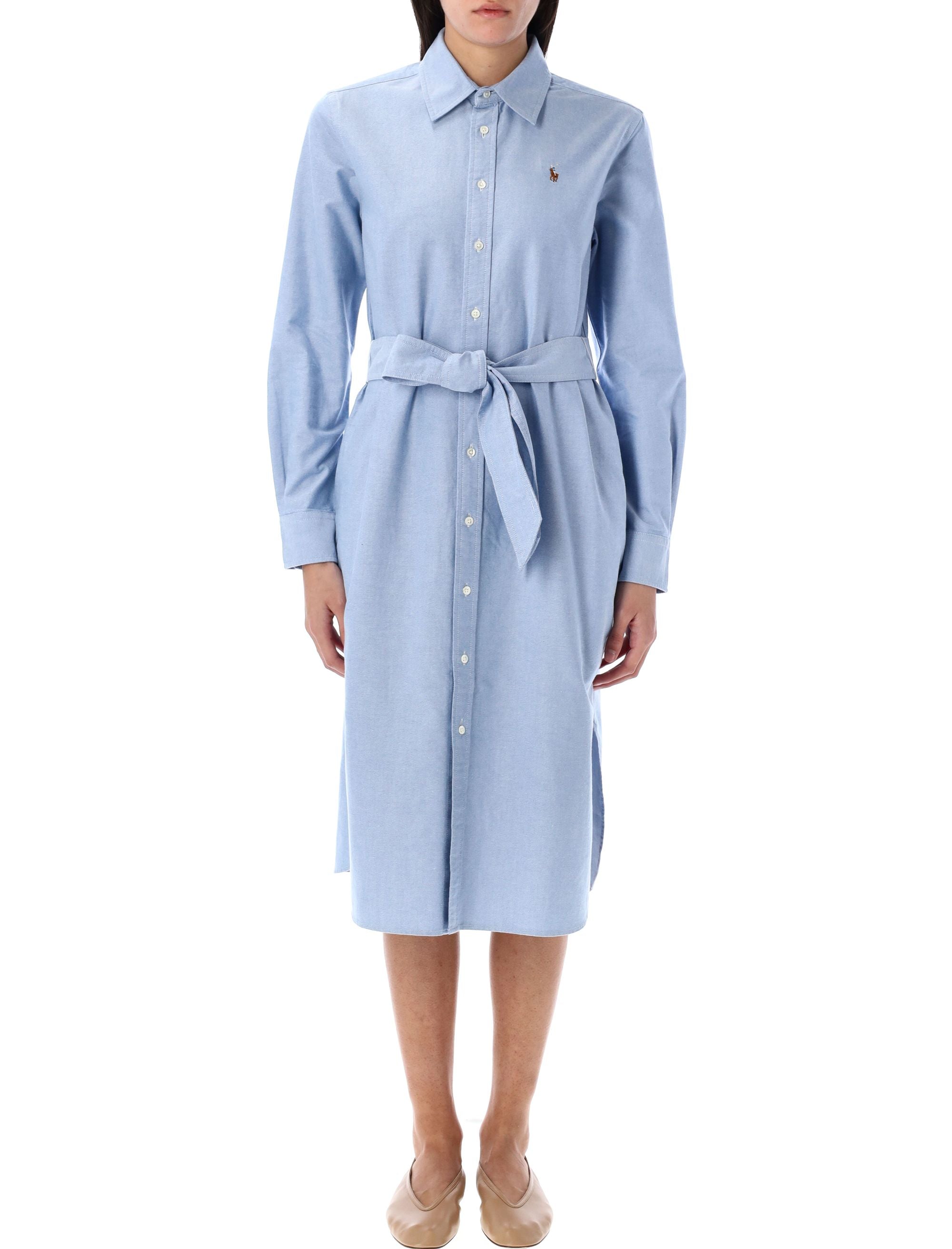 POLO RALPH LAUREN Belted Cotton Oxford Shirtdress - Size 4