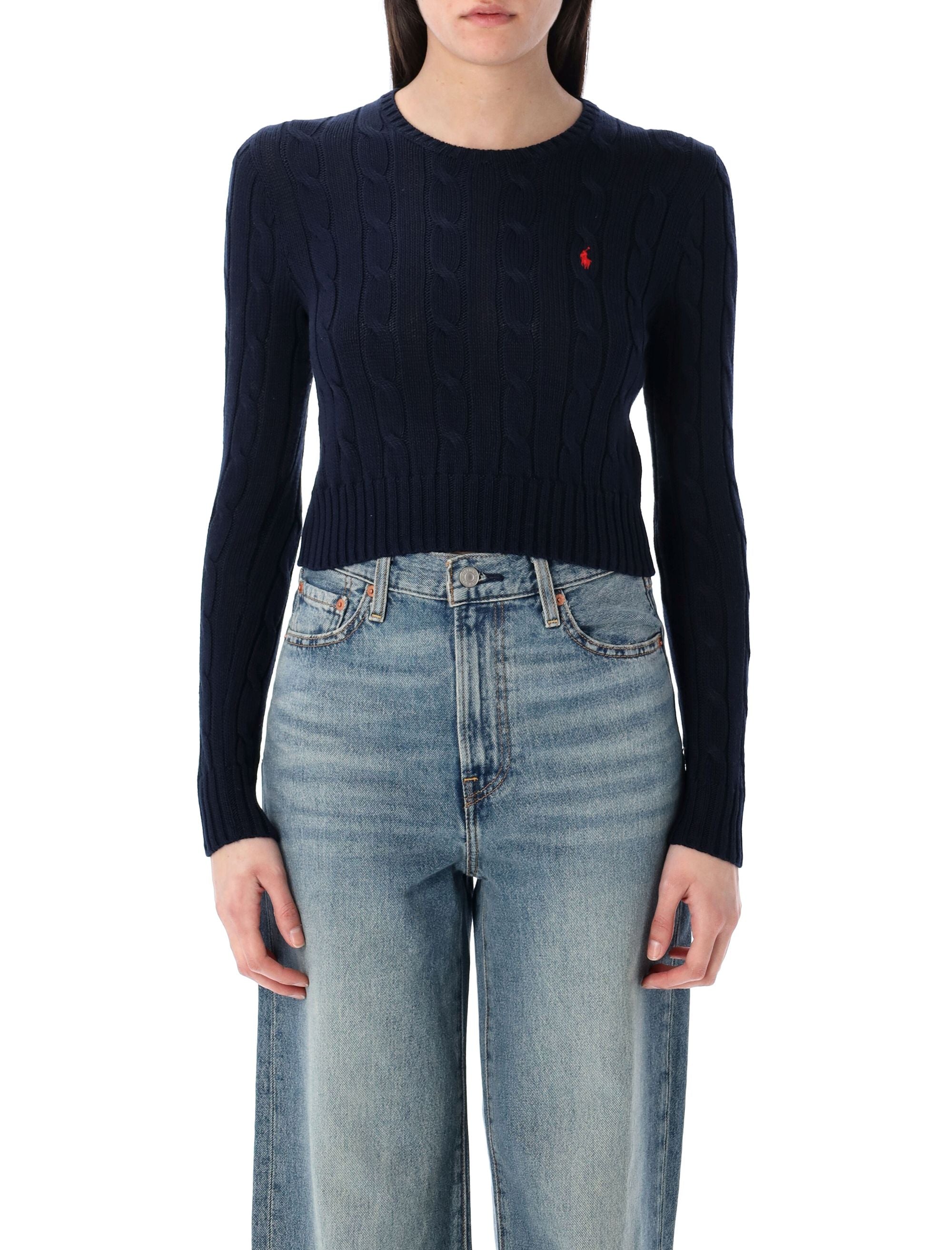 POLO RALPH LAUREN Cropped Cable-Knit Jumper for Women - Slim Fit