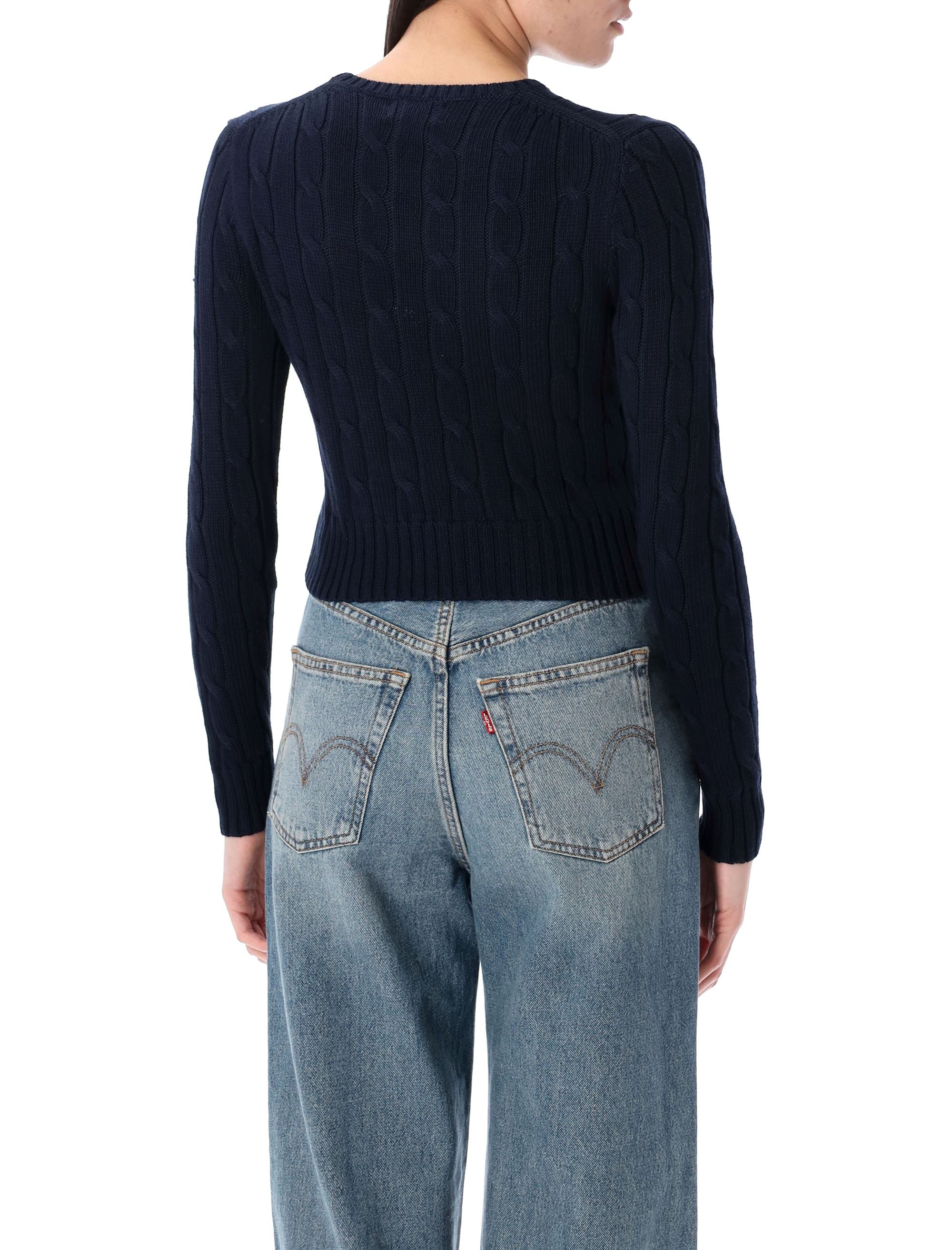 POLO RALPH LAUREN Cropped Cable-Knit Jumper for Women - Slim Fit