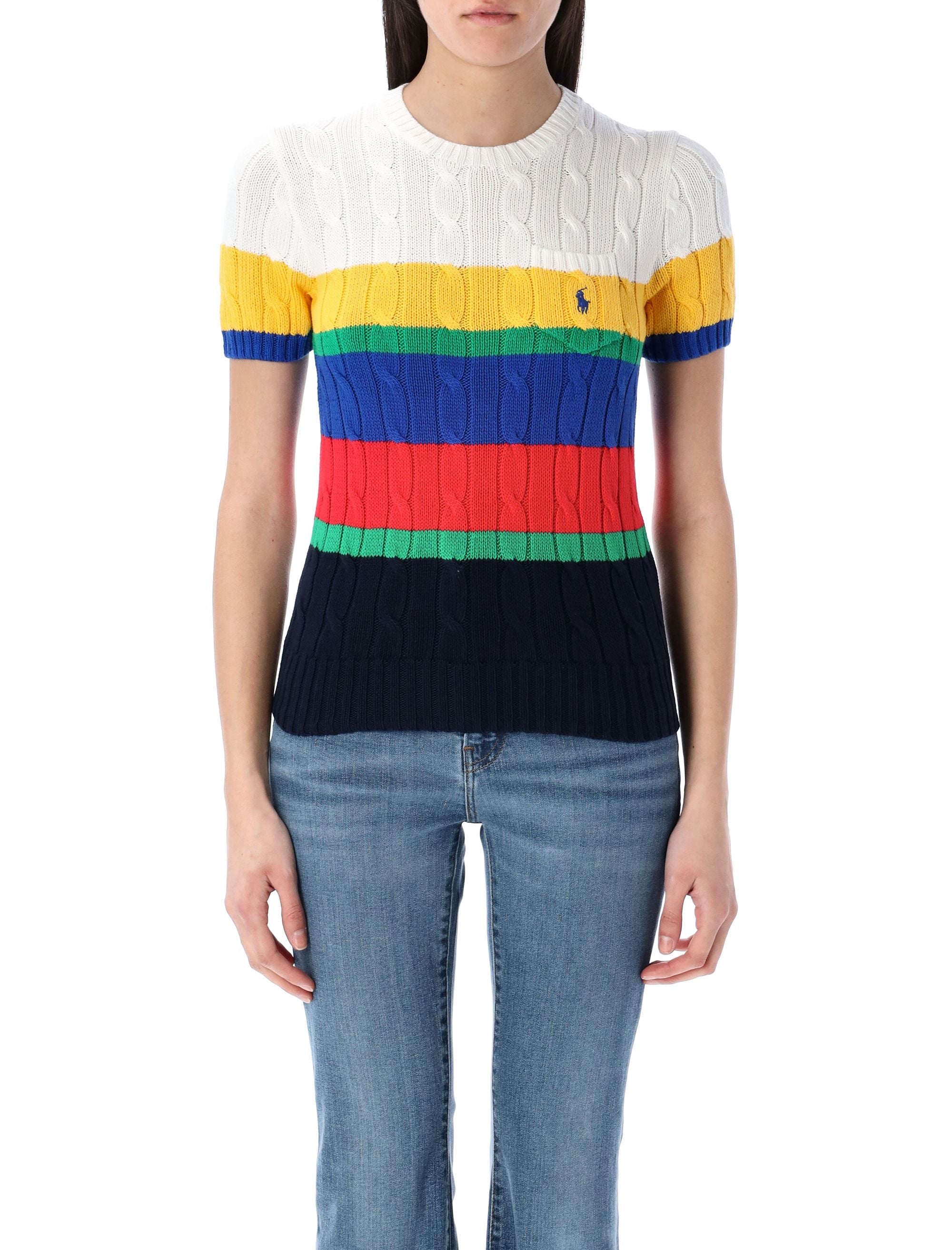 POLO RALPH LAUREN Striped Cable Short-Sleeve Jumper - Slim Fit