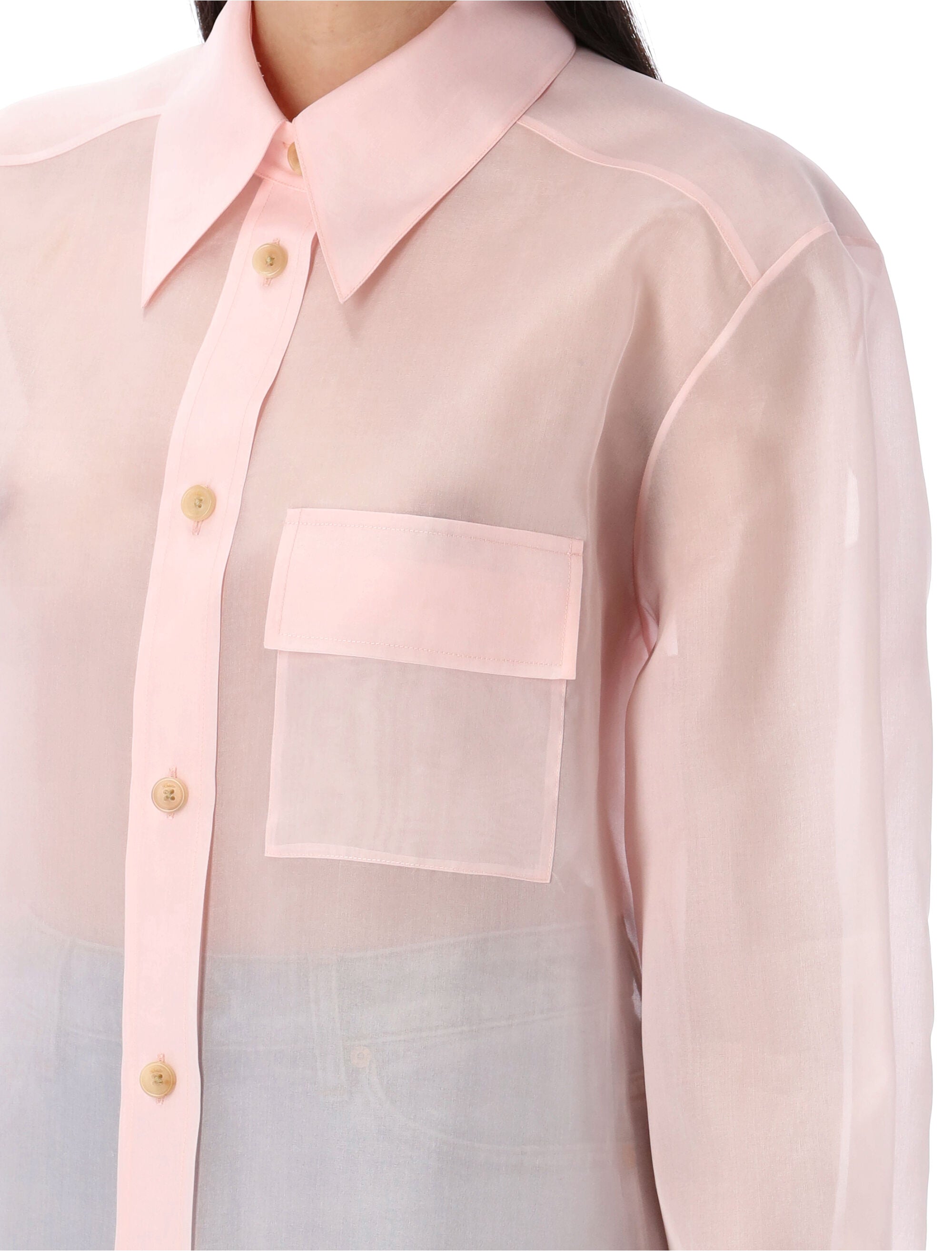 KHAITE Silk Shirt with Point Collar and Buttoned Cuffs - Size 4