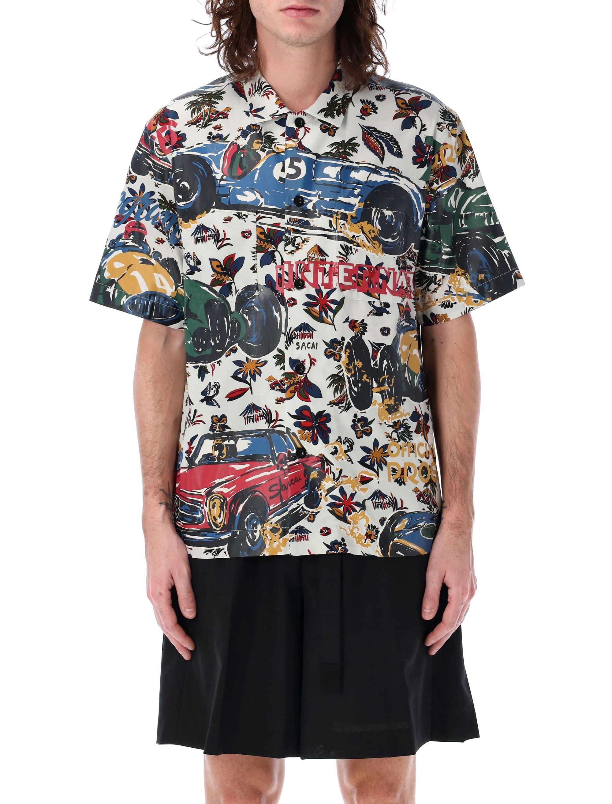 SACAI Tropical Print Bowling Shirt - Size 3