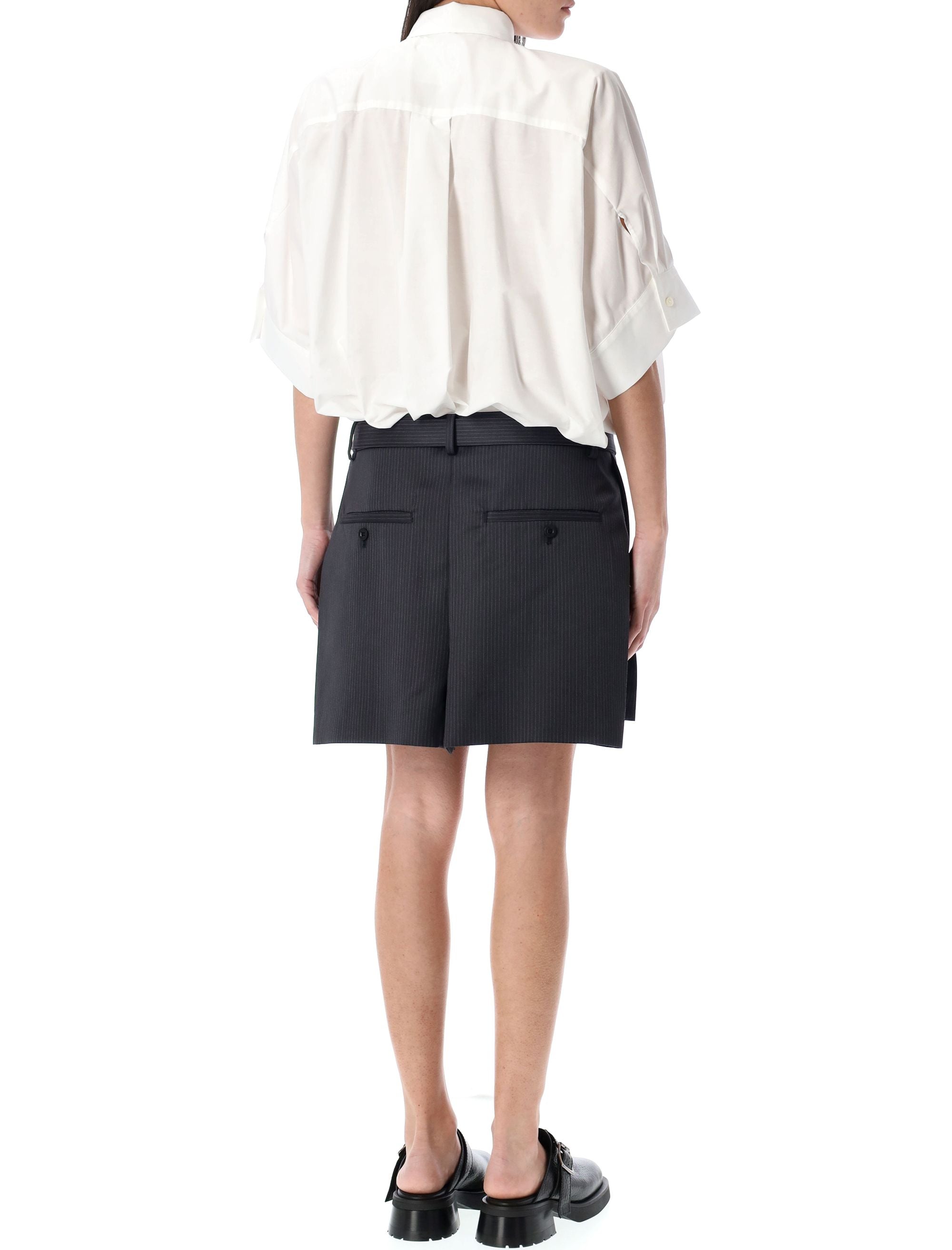 SACAI Womens Cotton Poplin x Wool Mini Dress - Size 2