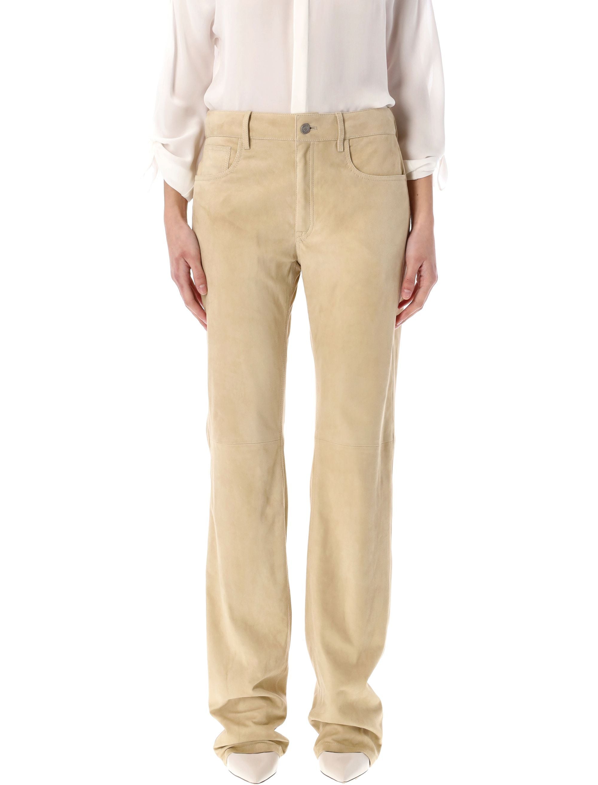 RALPH LAUREN Mid-Rise Suede Leather Trousers - Size 4
