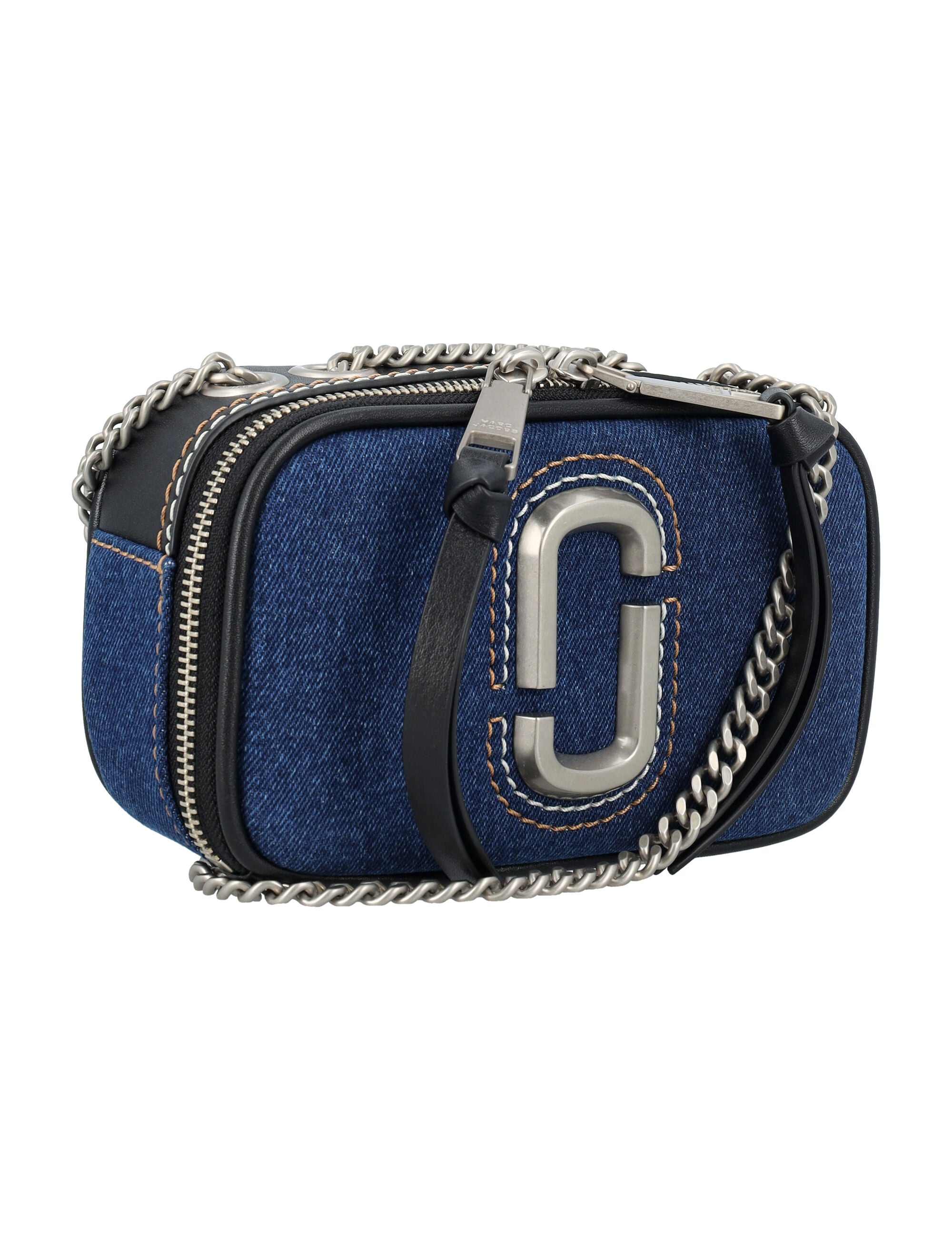 MARC JACOBS Mini Denim Handbag with Double Zip Closure