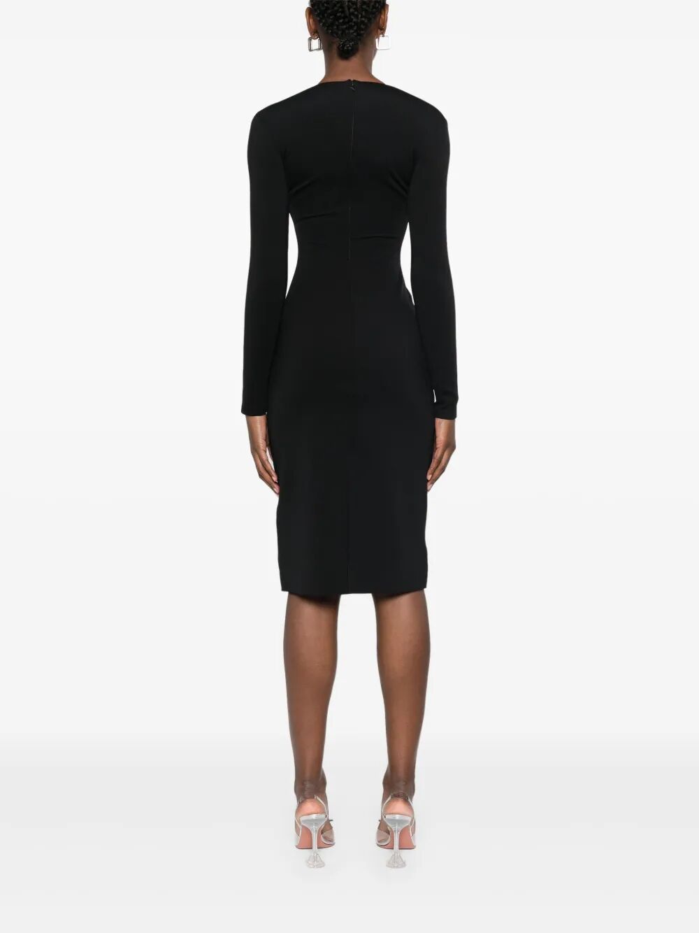 MUGLER Deep Neck Fit Midi Dress