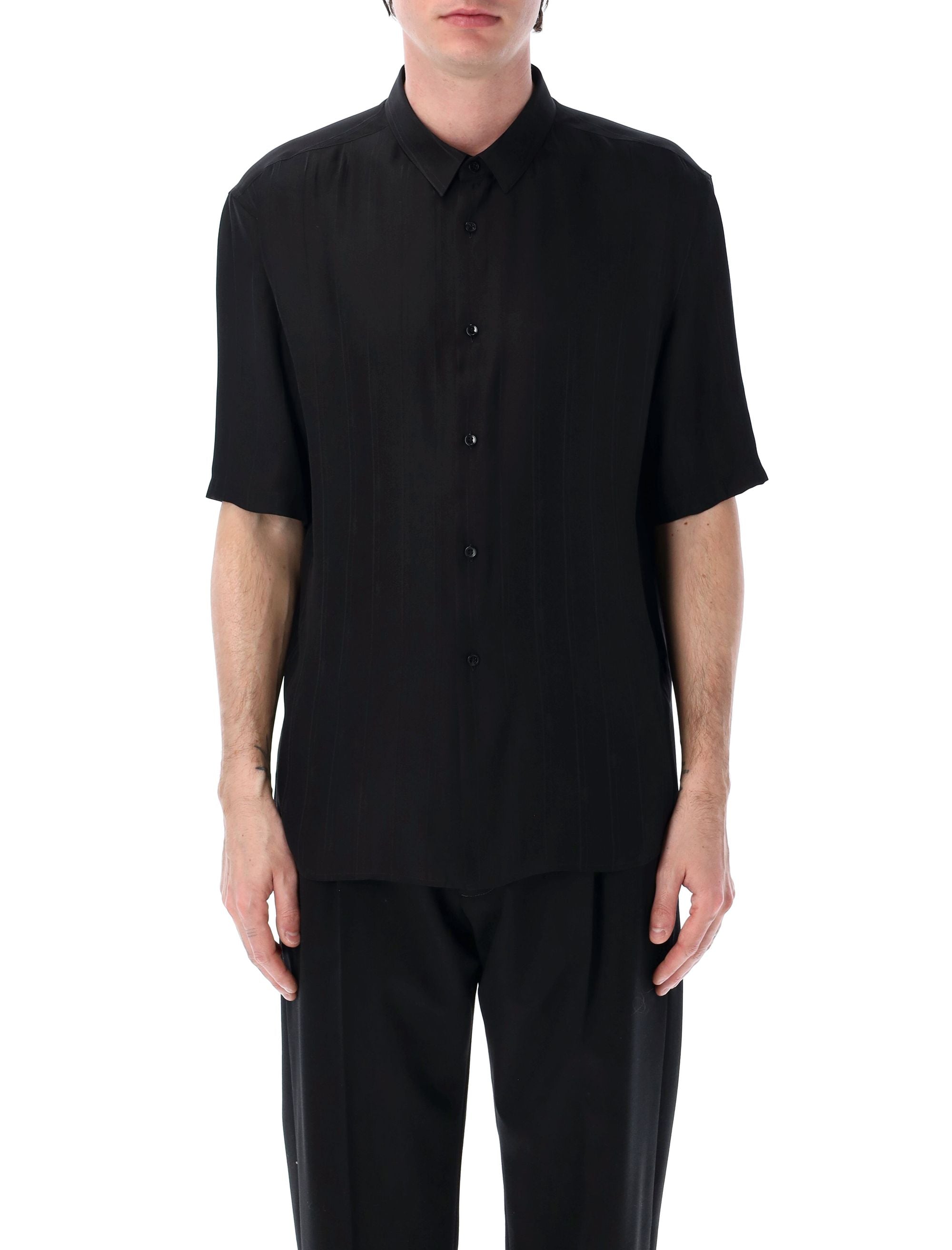 SAINT LAURENT Cassandra Mini Stripe Bowling Shirt