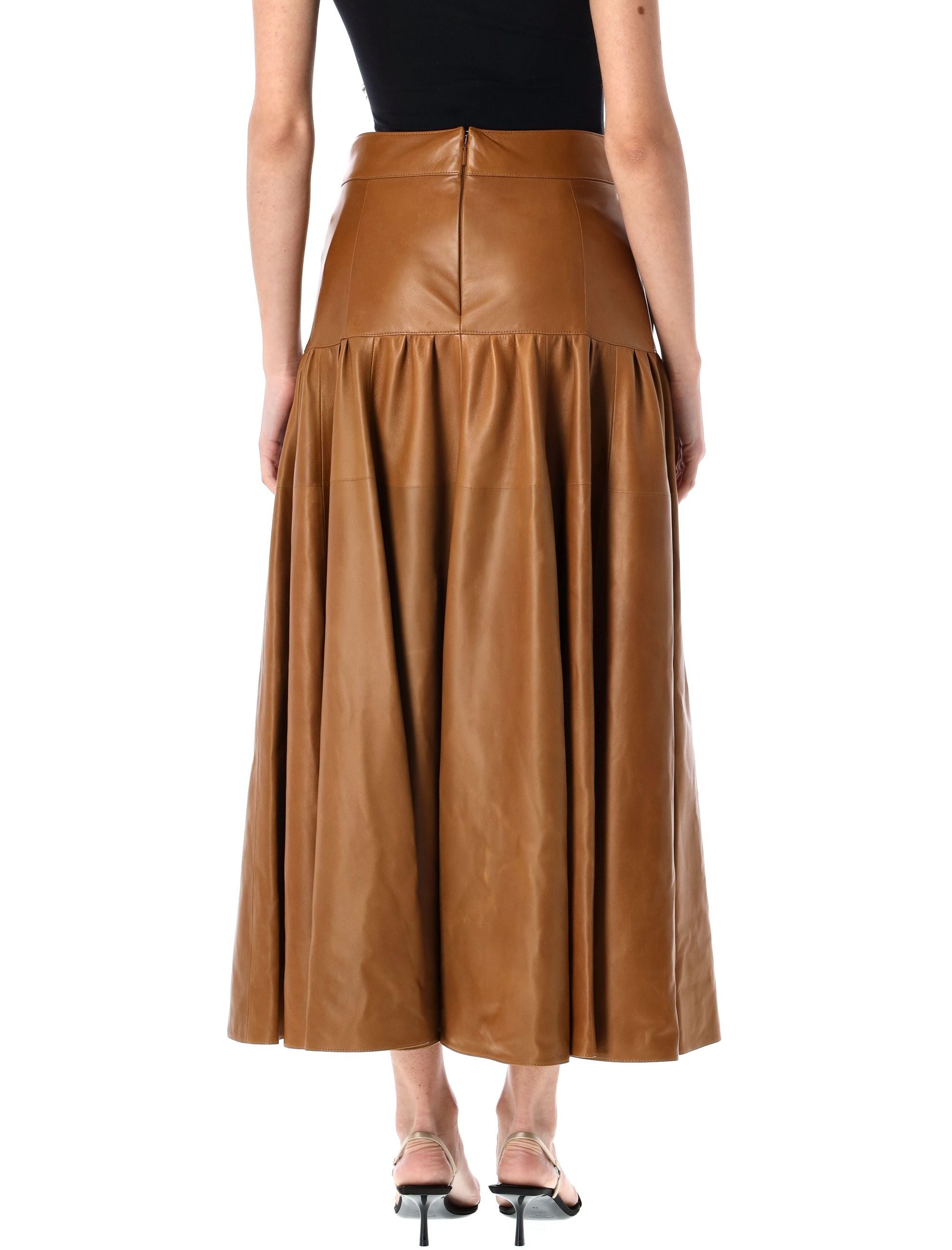 SAINT LAURENT High Waist Long Lambskin Skirt - Size 38