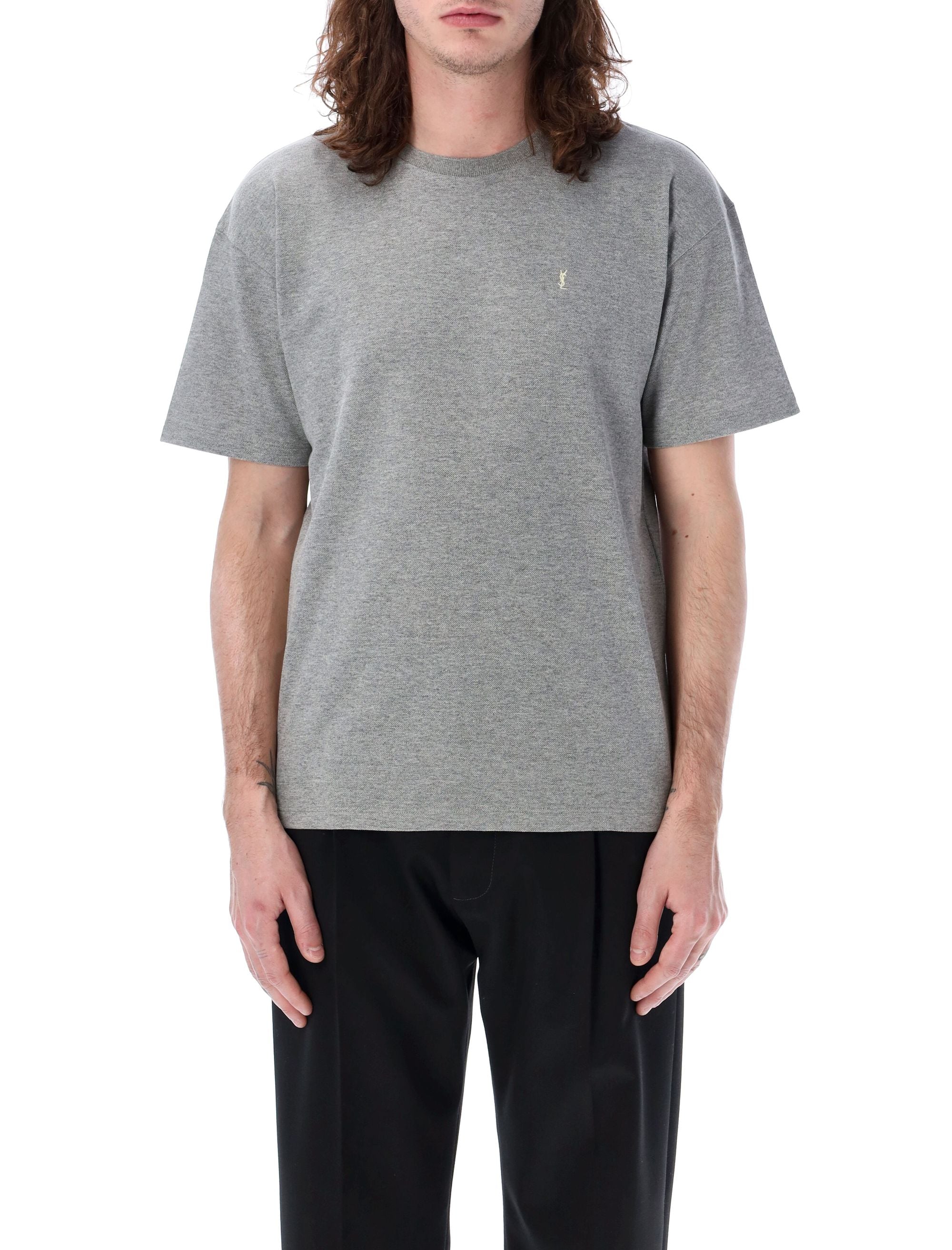 SAINT LAURENT Crewneck Piquet T-Shirt - Size L