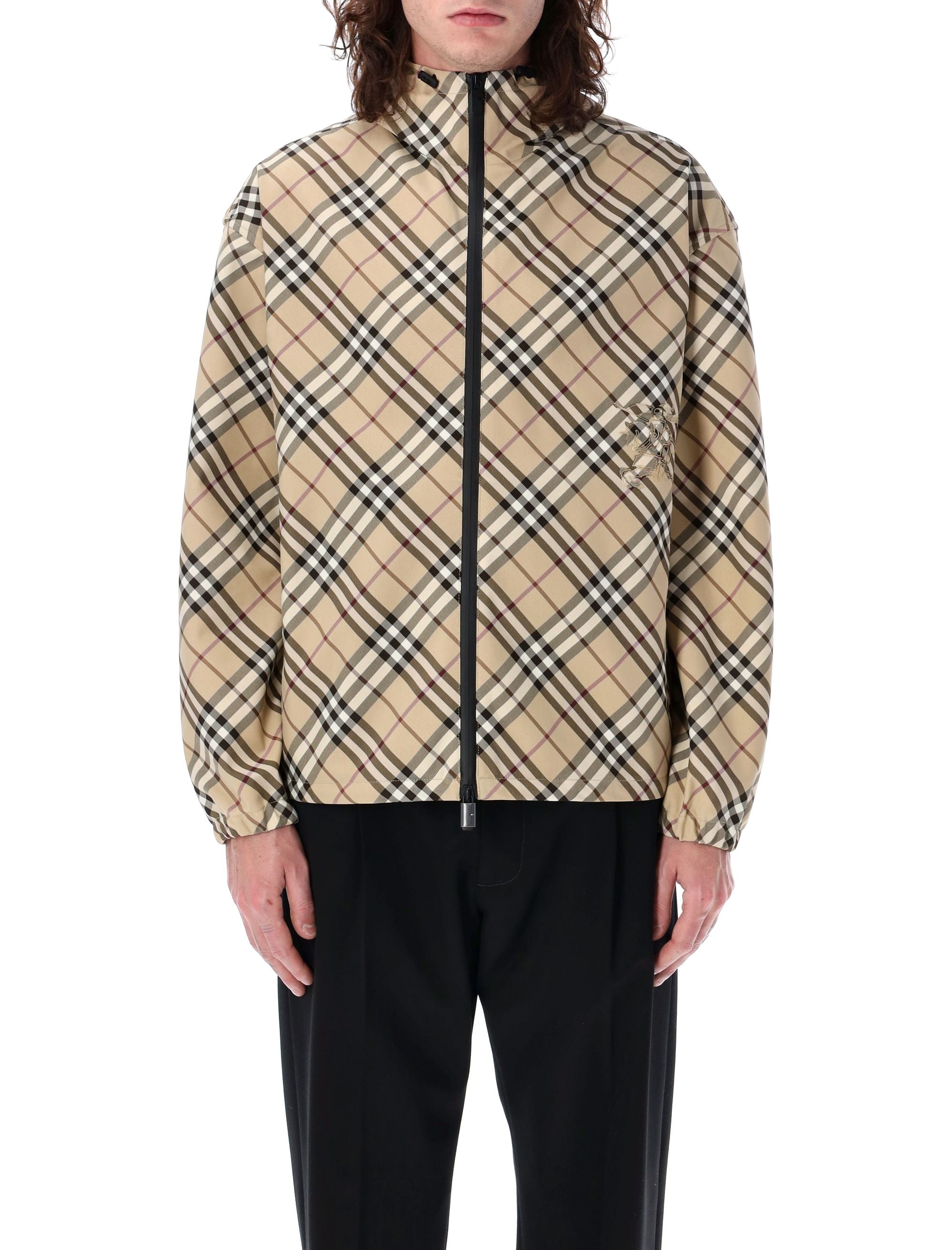 BURBERRY Lightweight Twill Jacket with Two-Way Zip Closure - Oversized Fit