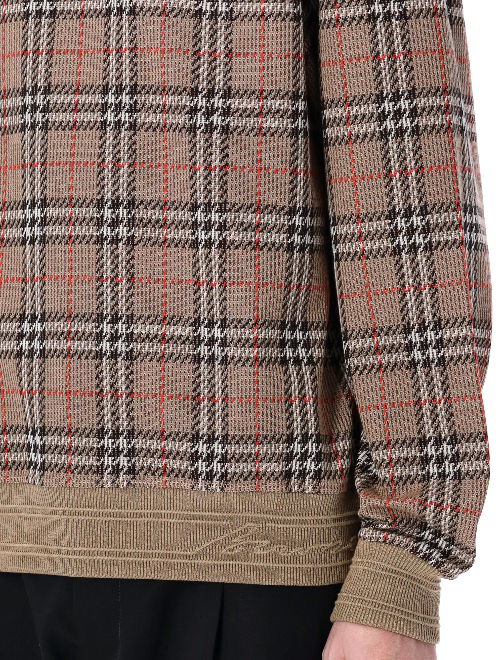 BURBERRY Check Cotton Blend Sweater - Size L