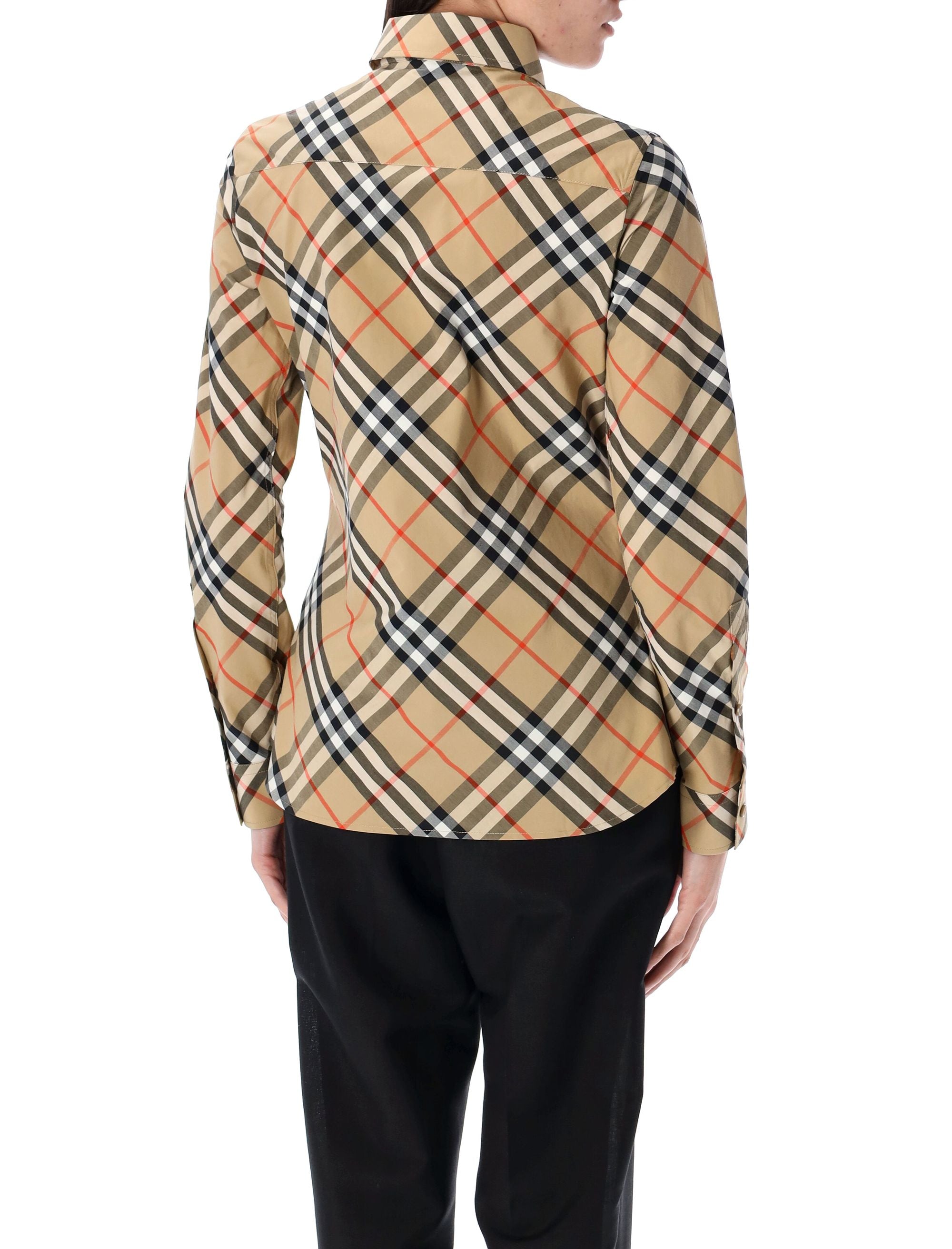 BURBERRY Slim Fit Check Cotton Shirt - Size 8