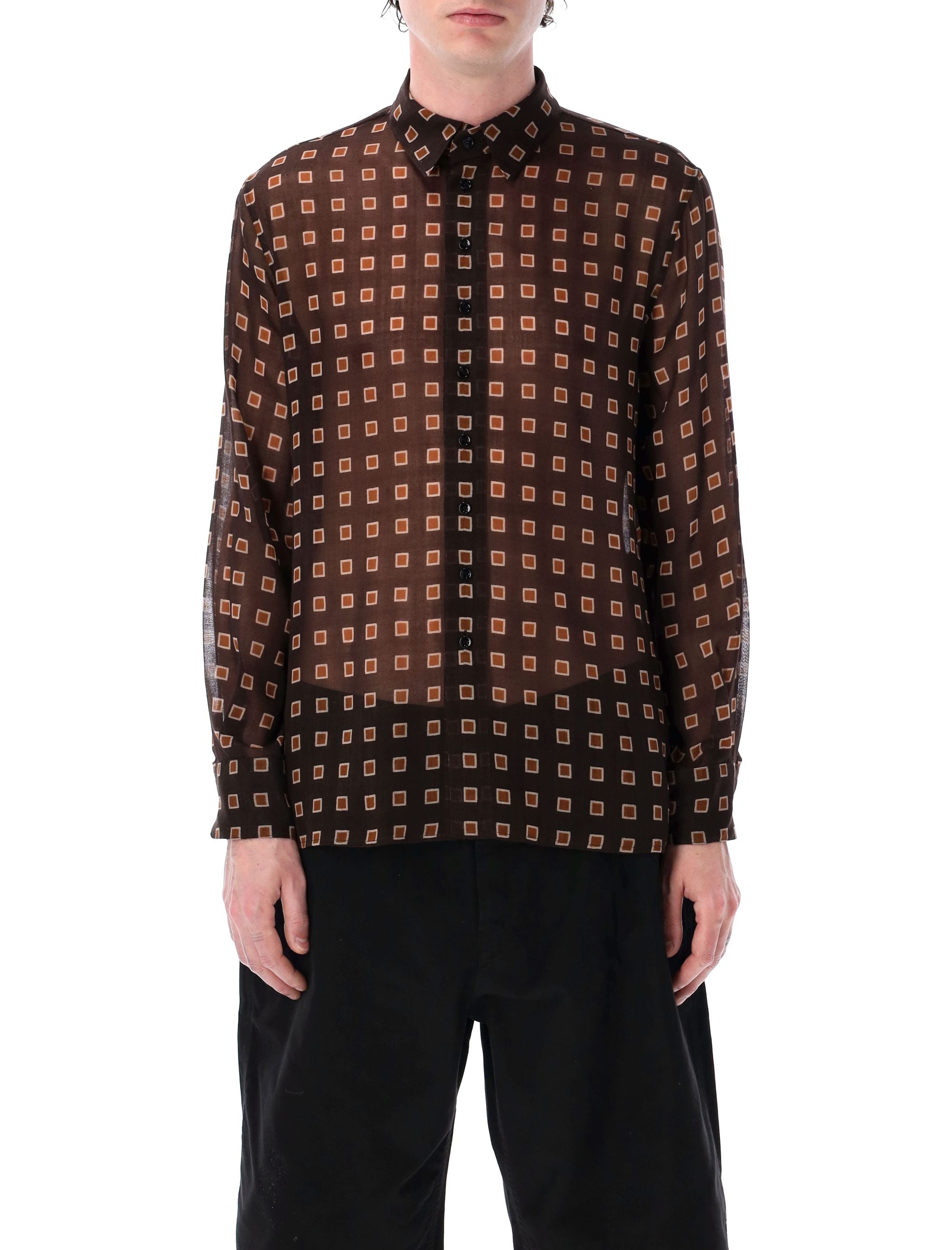 SAINT LAURENT Squared Wool Etamine Shirt - Size 40