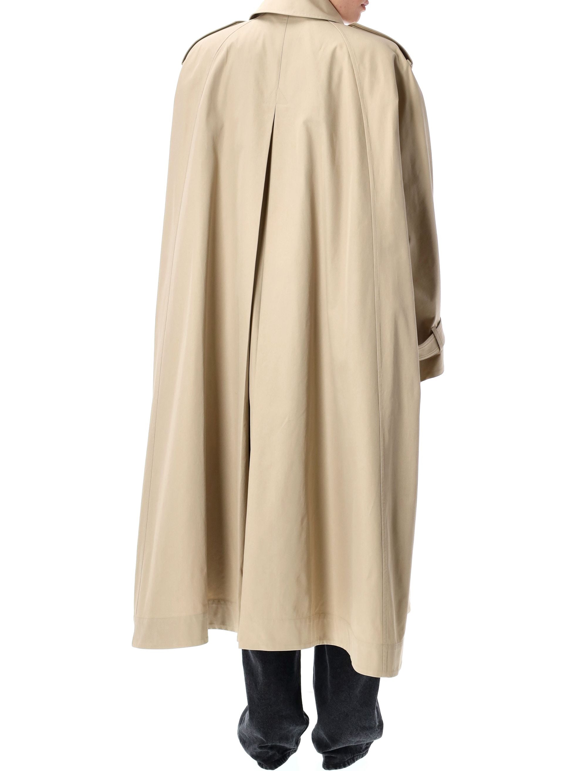 SAINT LAURENT Oversized Cotton Twill Cape Trench Jacket - Long Fit