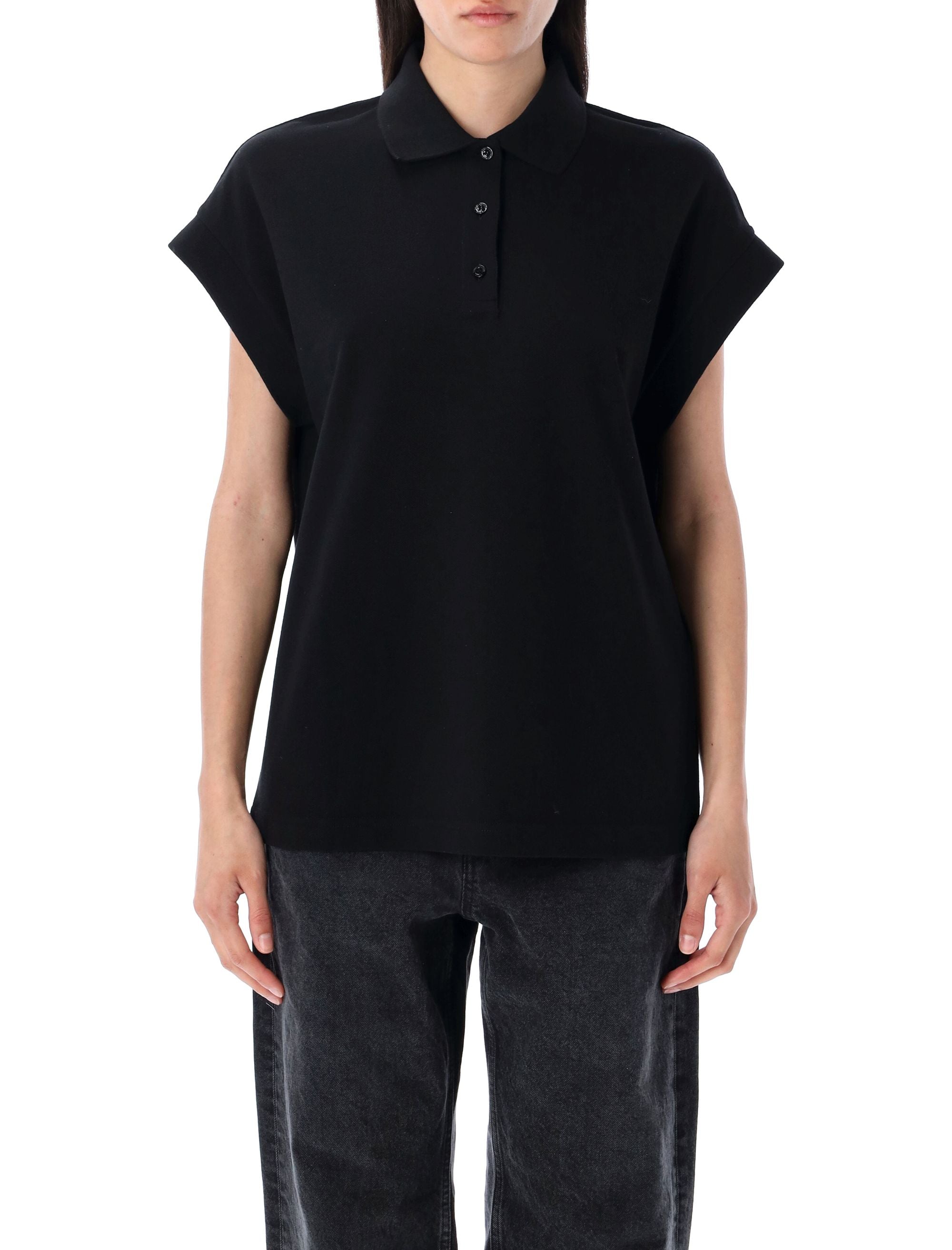 SAINT LAURENT Piqué Polo Shirt with Embroidered Logo - Size S