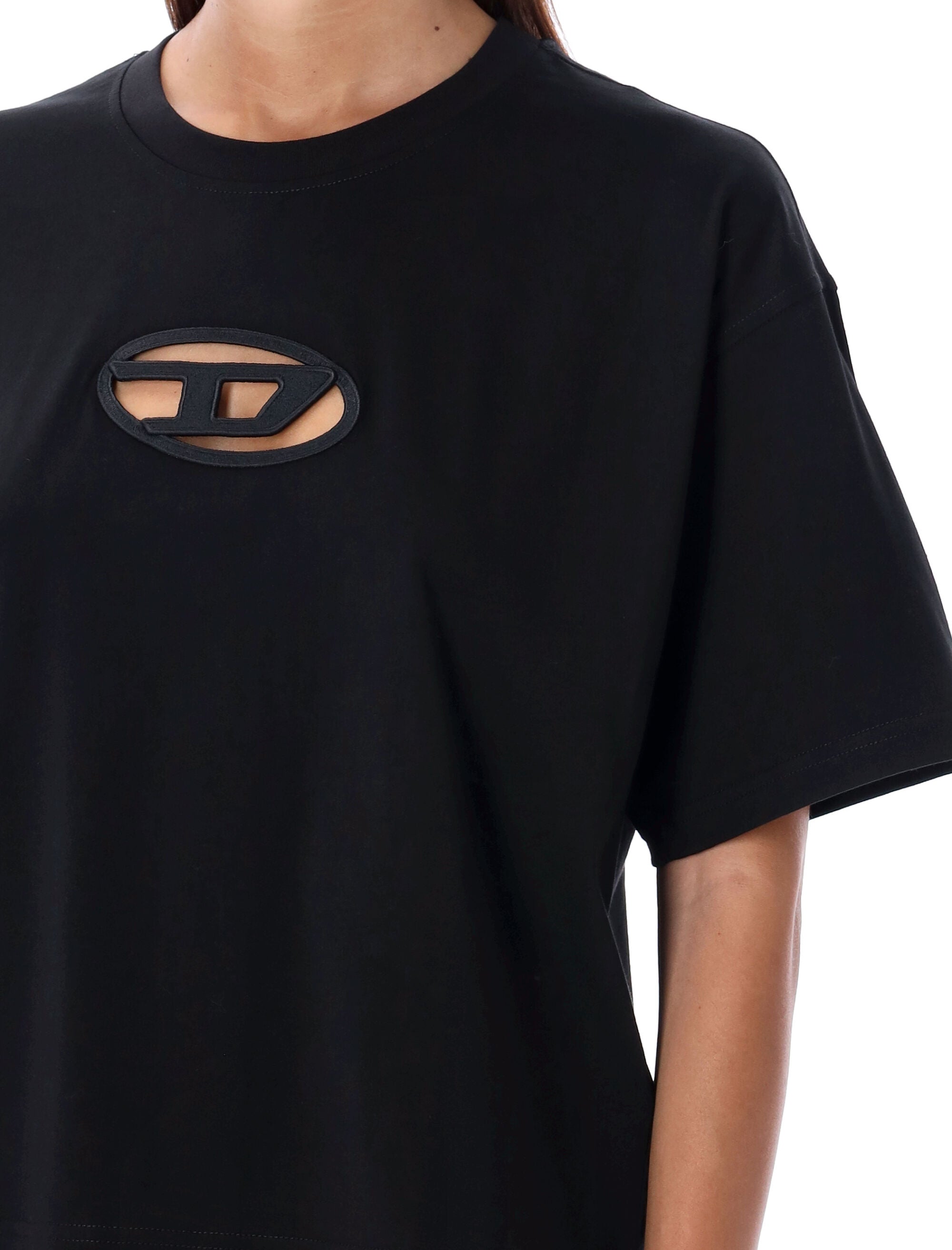 DIESEL Oversized Crop T-Shirt with Unique Chest Cut-Out - Size S