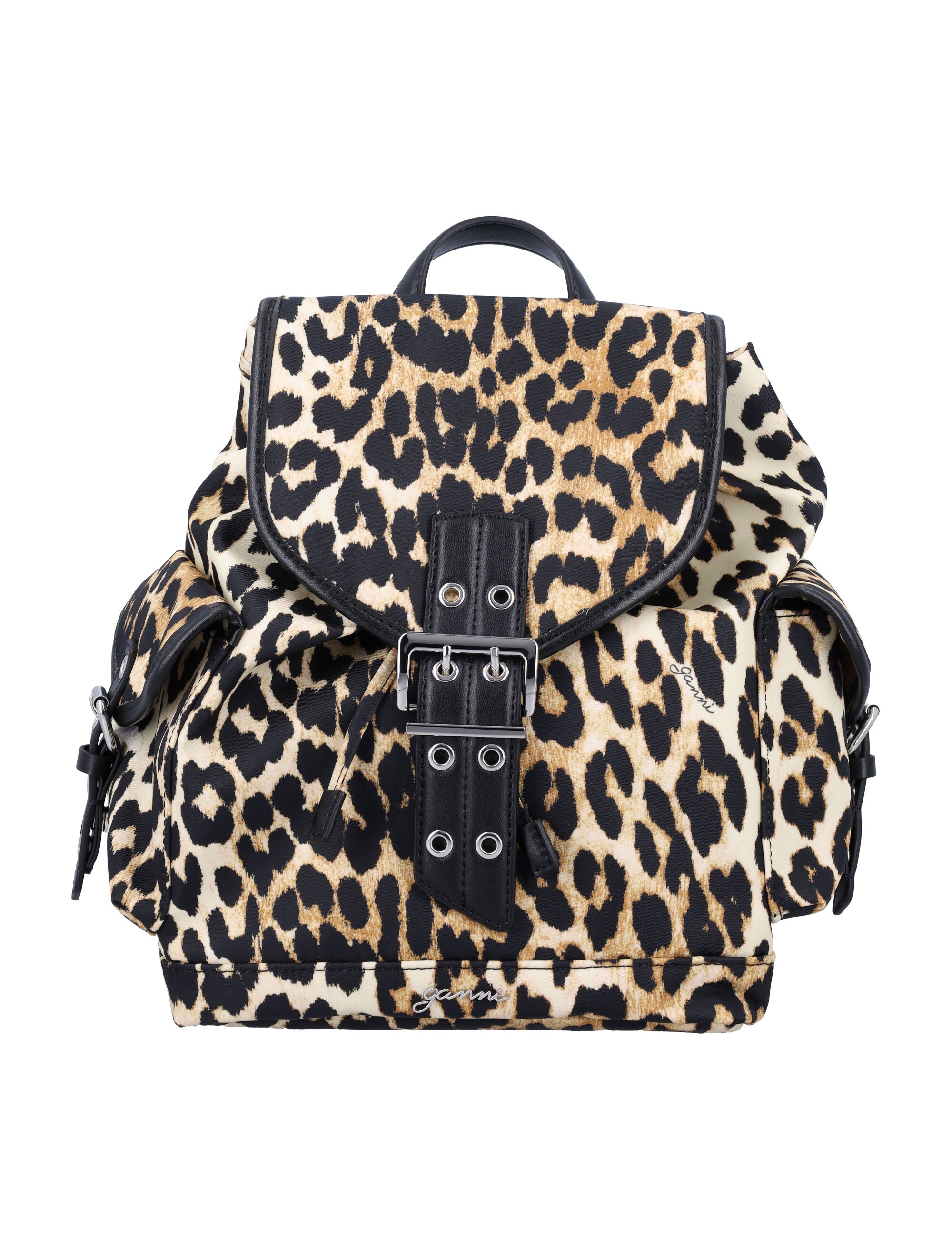 GANNI Mini Leopard Print Nylon Backpack