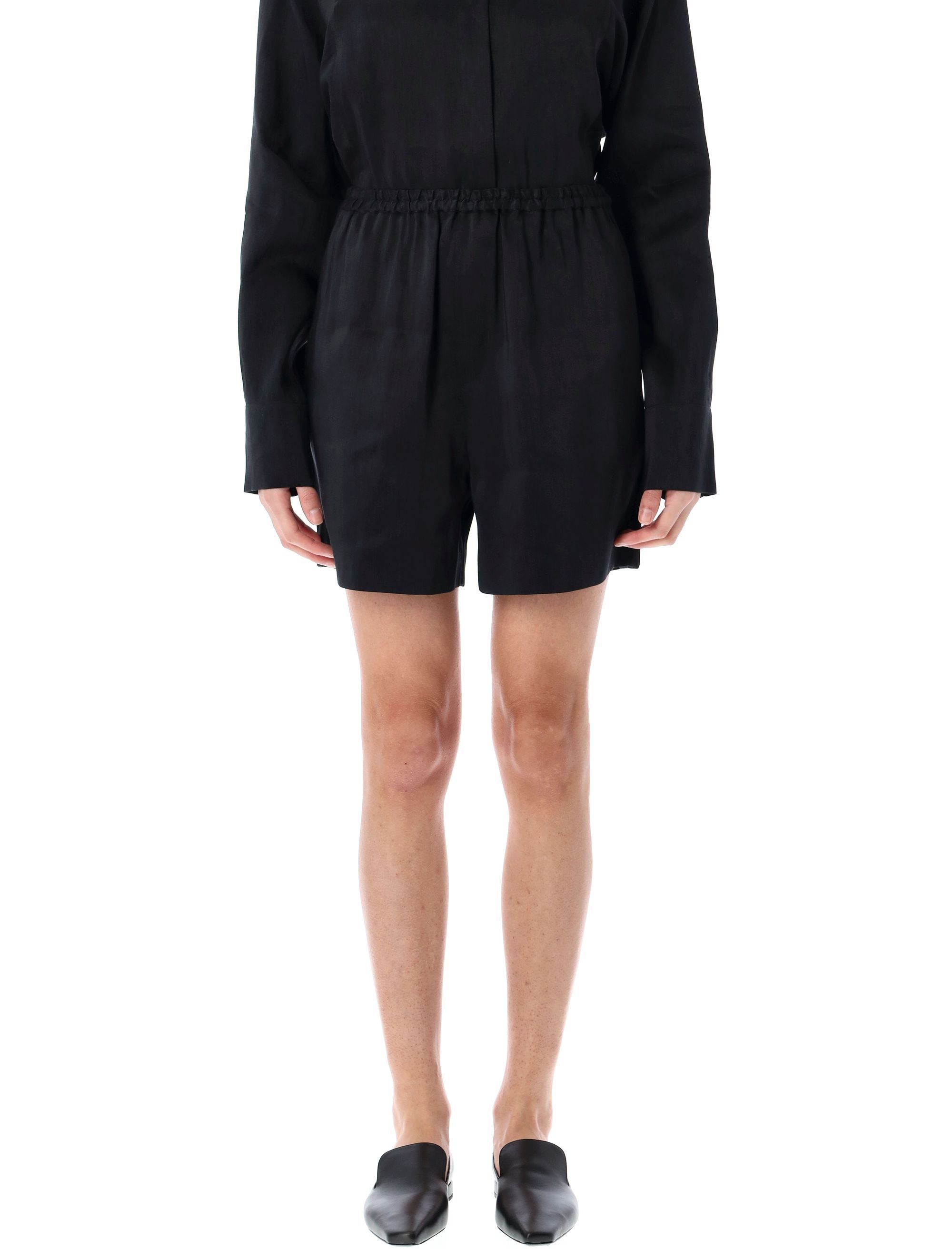 LOULOU Linen and Silk Blend Mini Shorts (Size S)