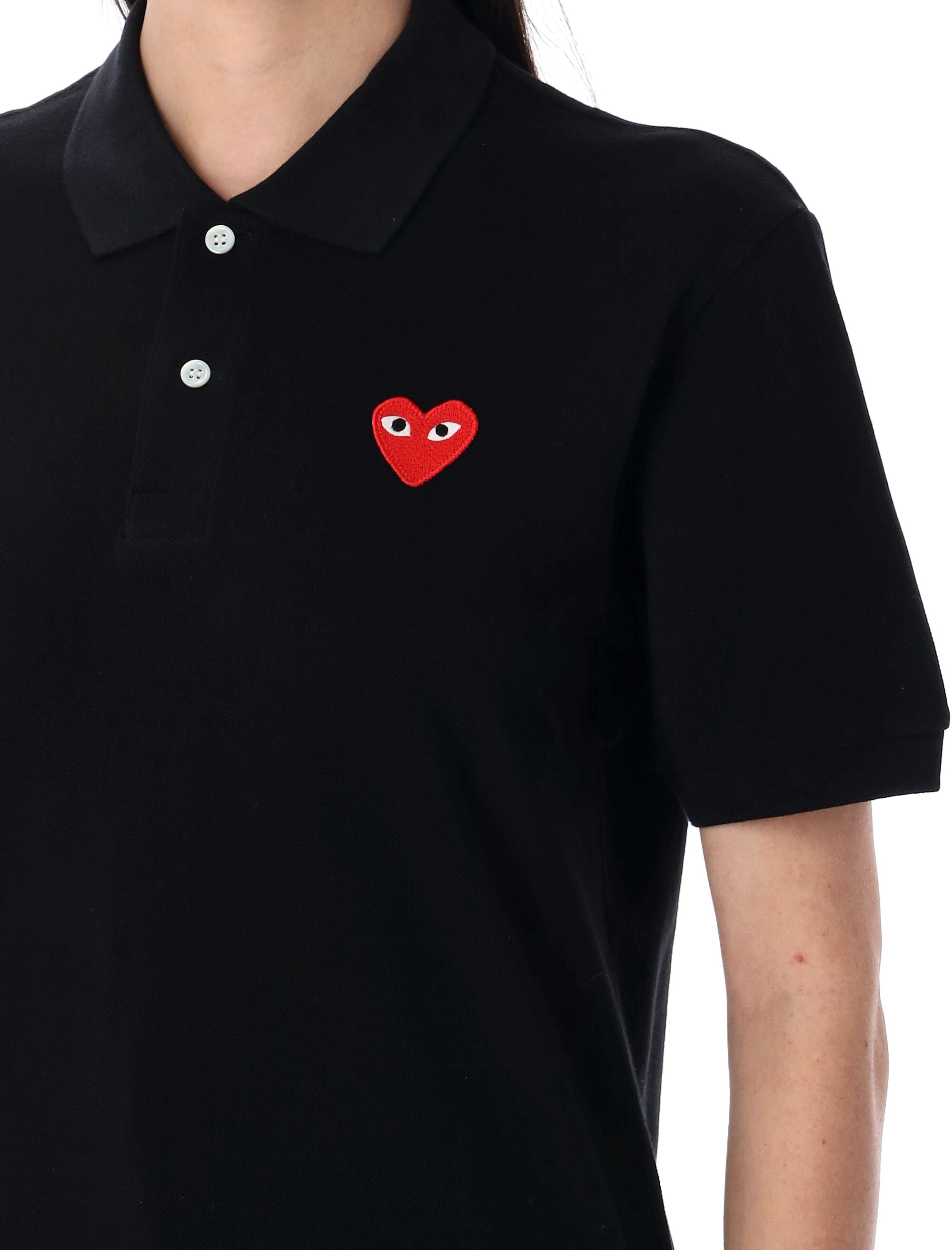 COMME DES GARÇONS PLAY Classic Polo Shirt with Iconic Heart Patch (Size L)