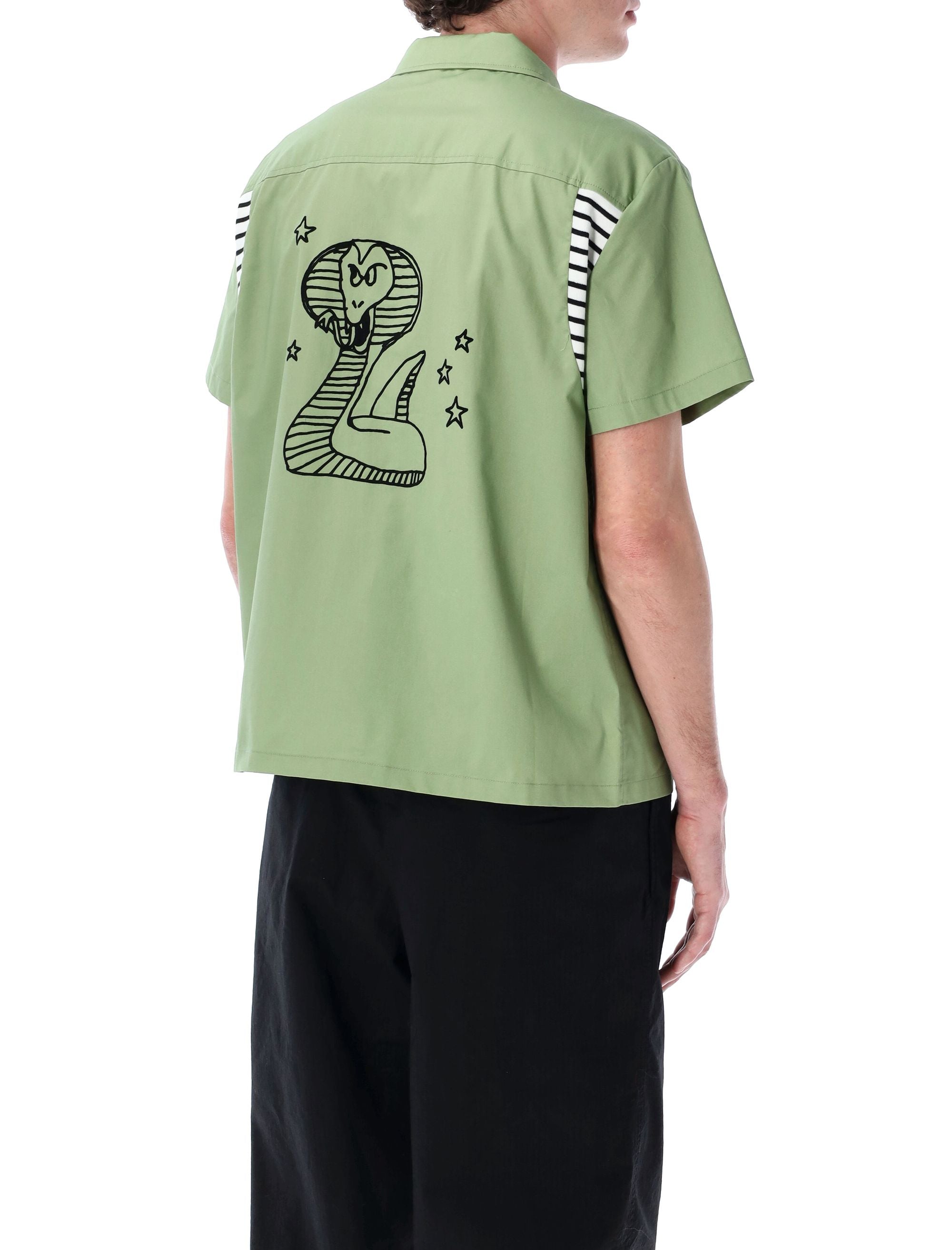 BRAIN DEAD Cobra Flocked Bowling Shirt - Size L