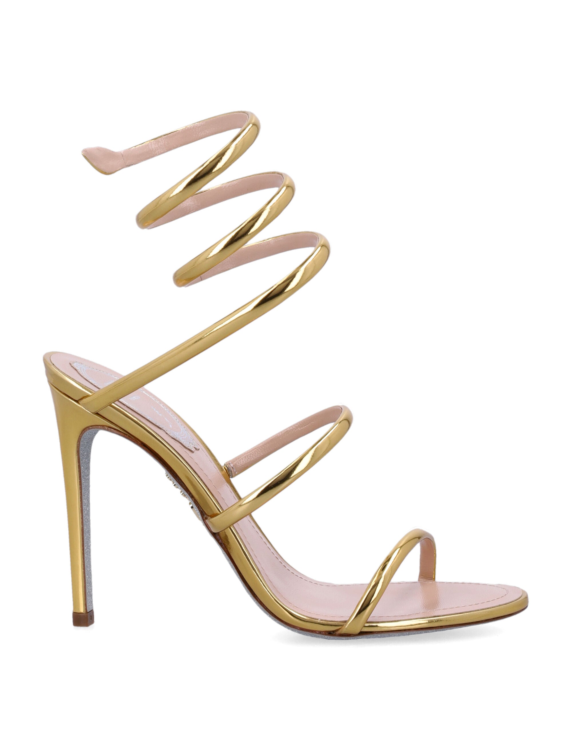 RENE CAOVILLA Cleo Metallic Mini Sandal - 10.5 cm Stiletto Heel