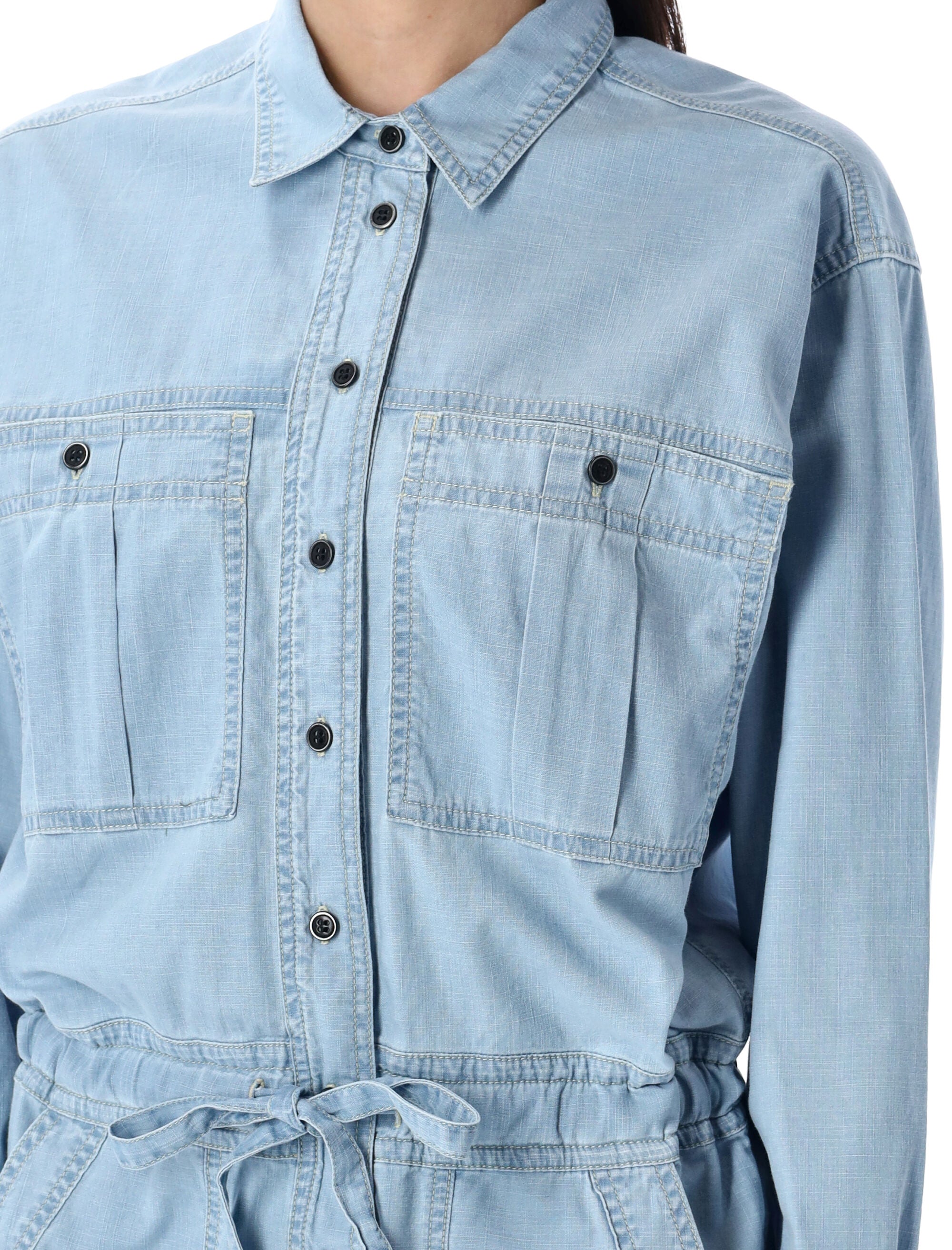 ISABEL MARANT ETOILE Relaxed Fit Jumpsuit with Drawstring Waist, Size 36