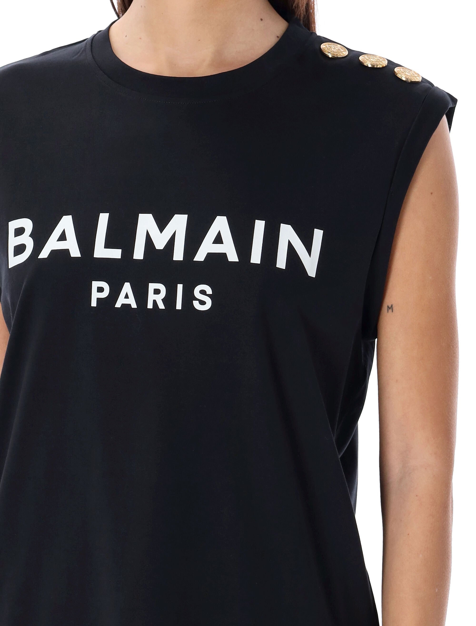 BALMAIN 3-Button Tank Top in Size S