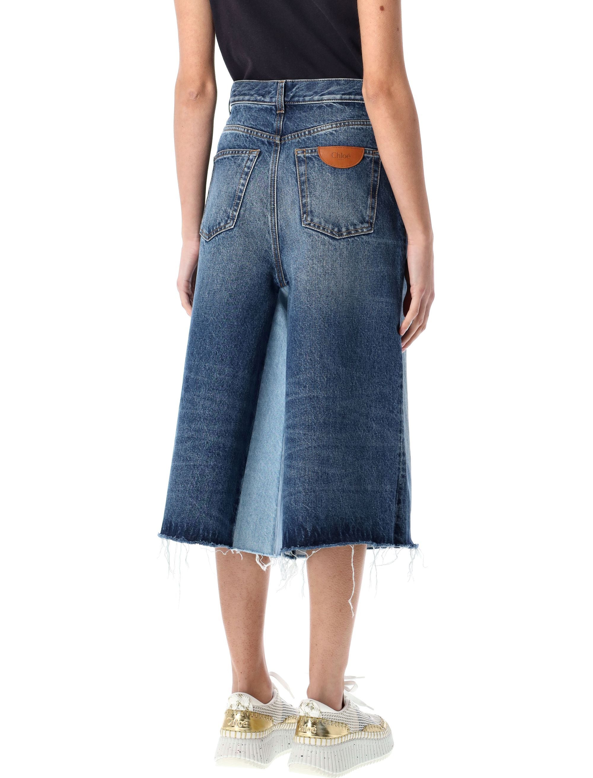 CHLOÉ Patchwork Bermuda Shorts - Women’s High-Waisted Design, Size 36