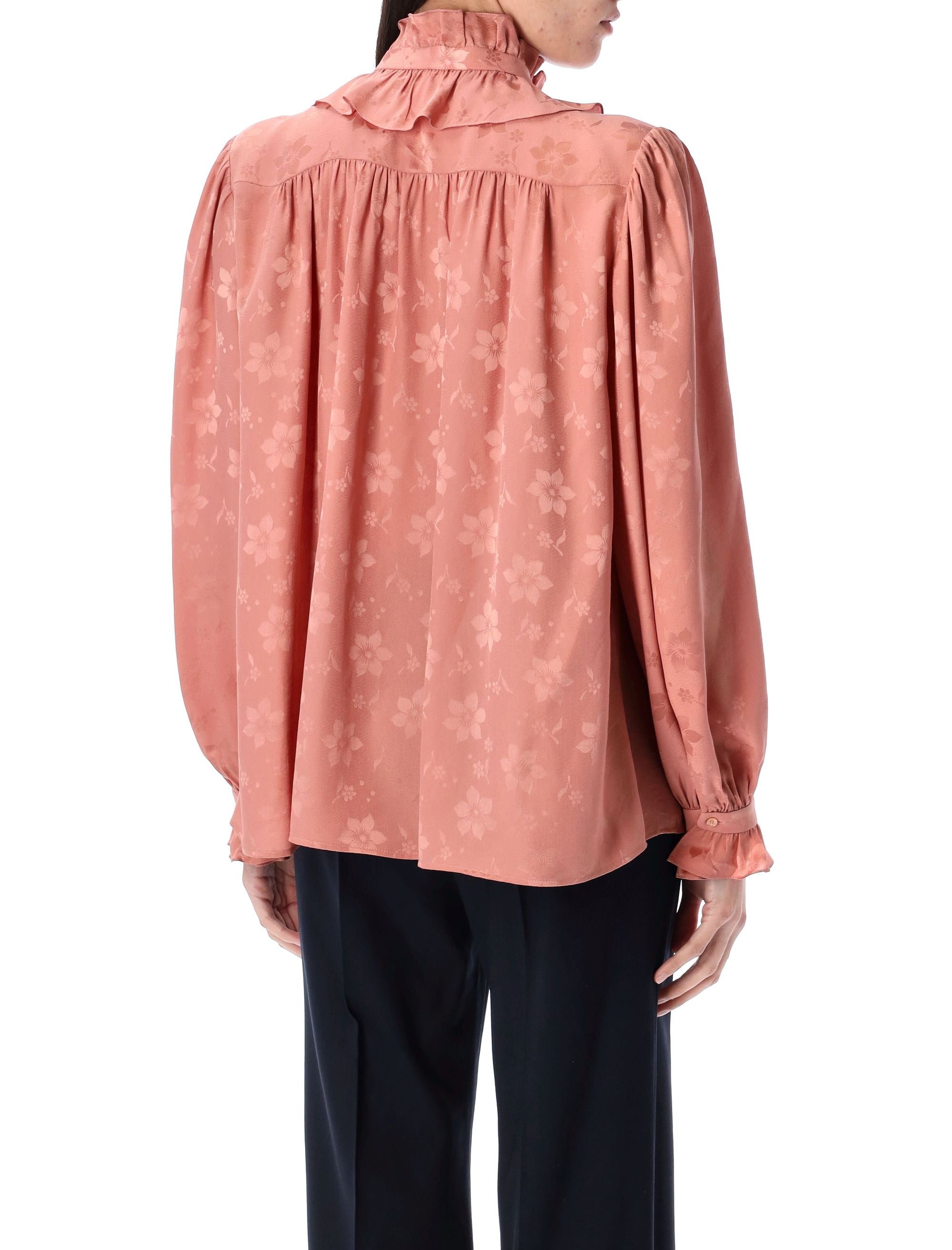 CHLOÉ Fluid Floral Jacquard Blouse - Size 38