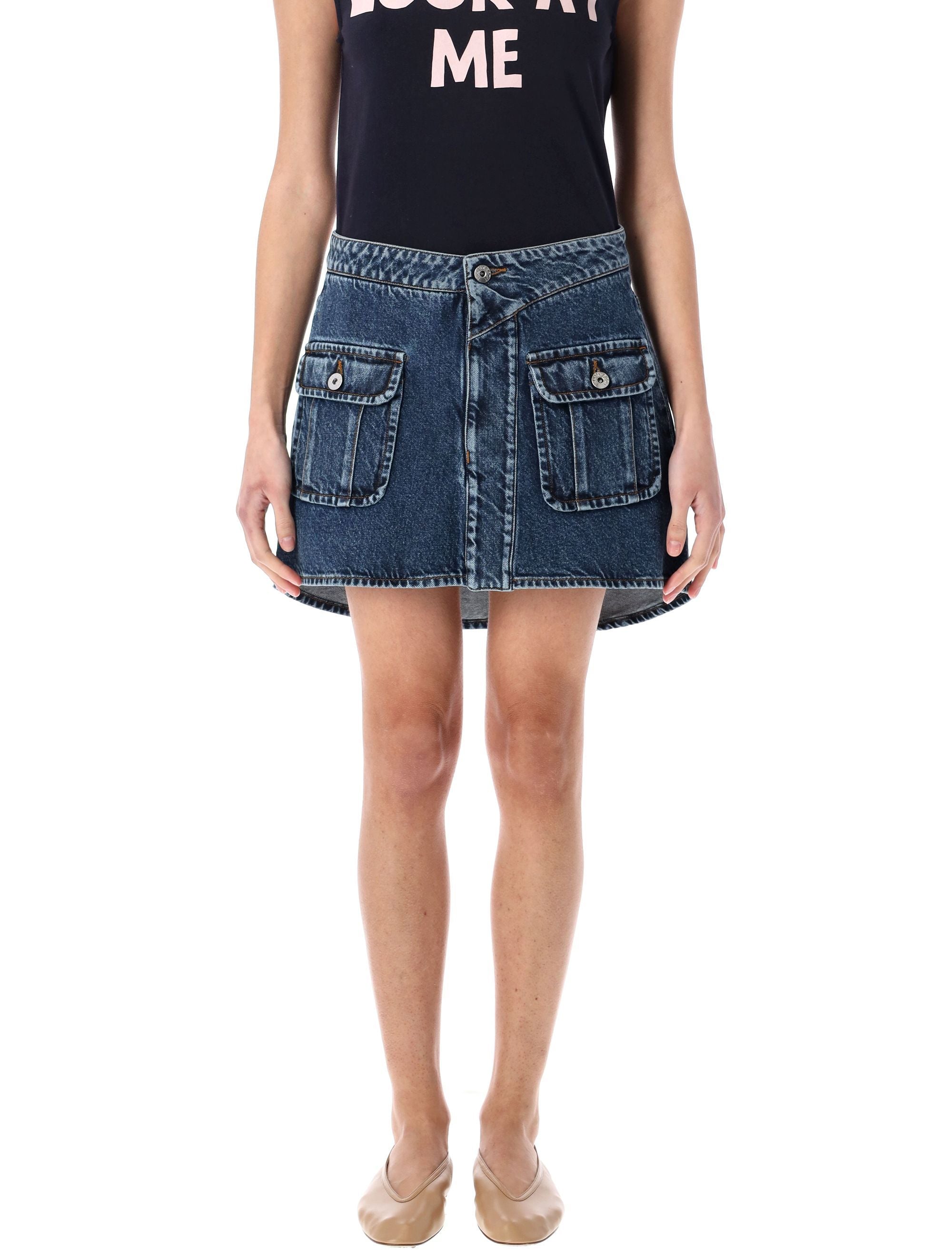 JW ANDERSON Curved Patch Pockets Mini Denim Skirt - Women's Size 8