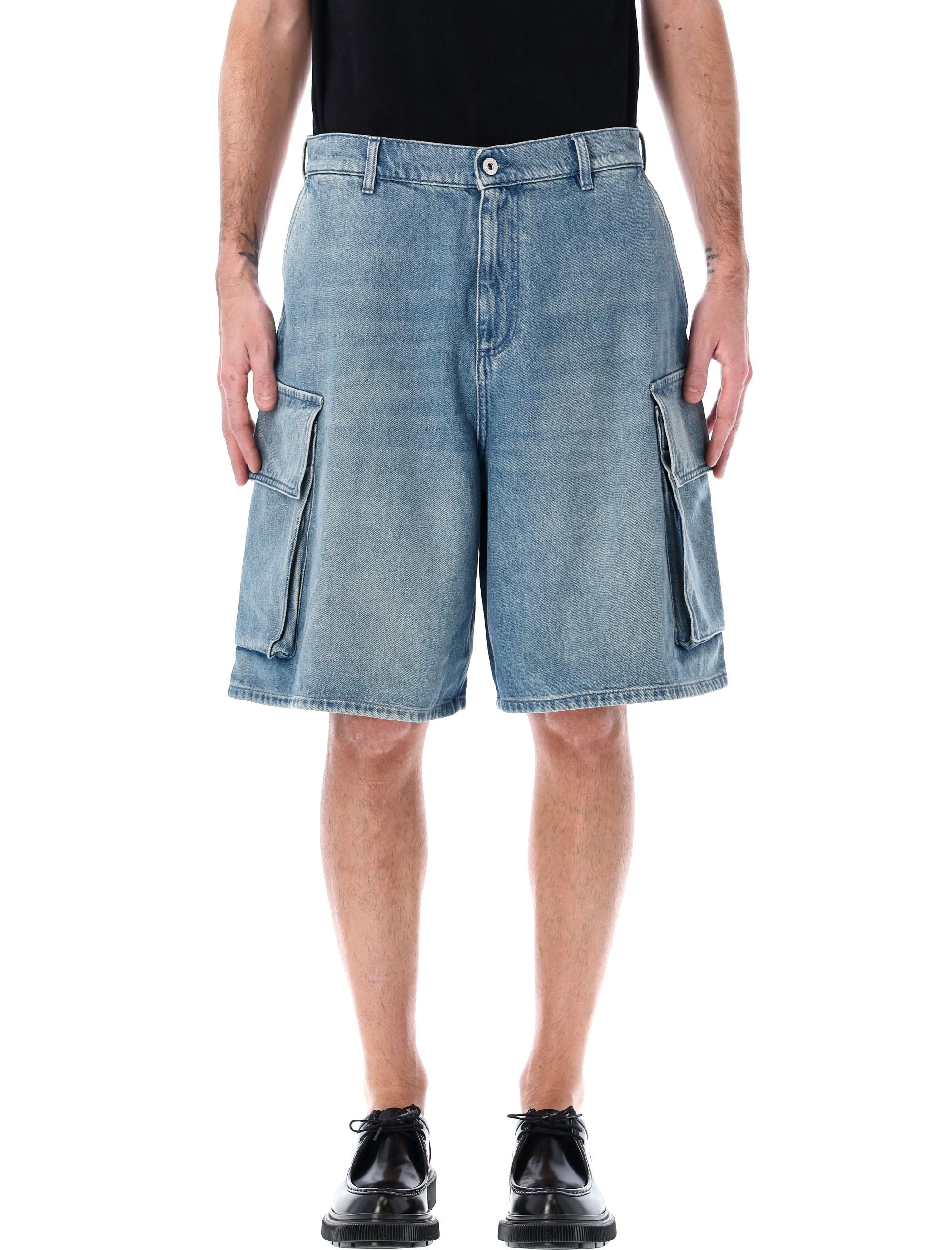 JW ANDERSON Mid-Rise Cargo Denim Shorts - Size 50