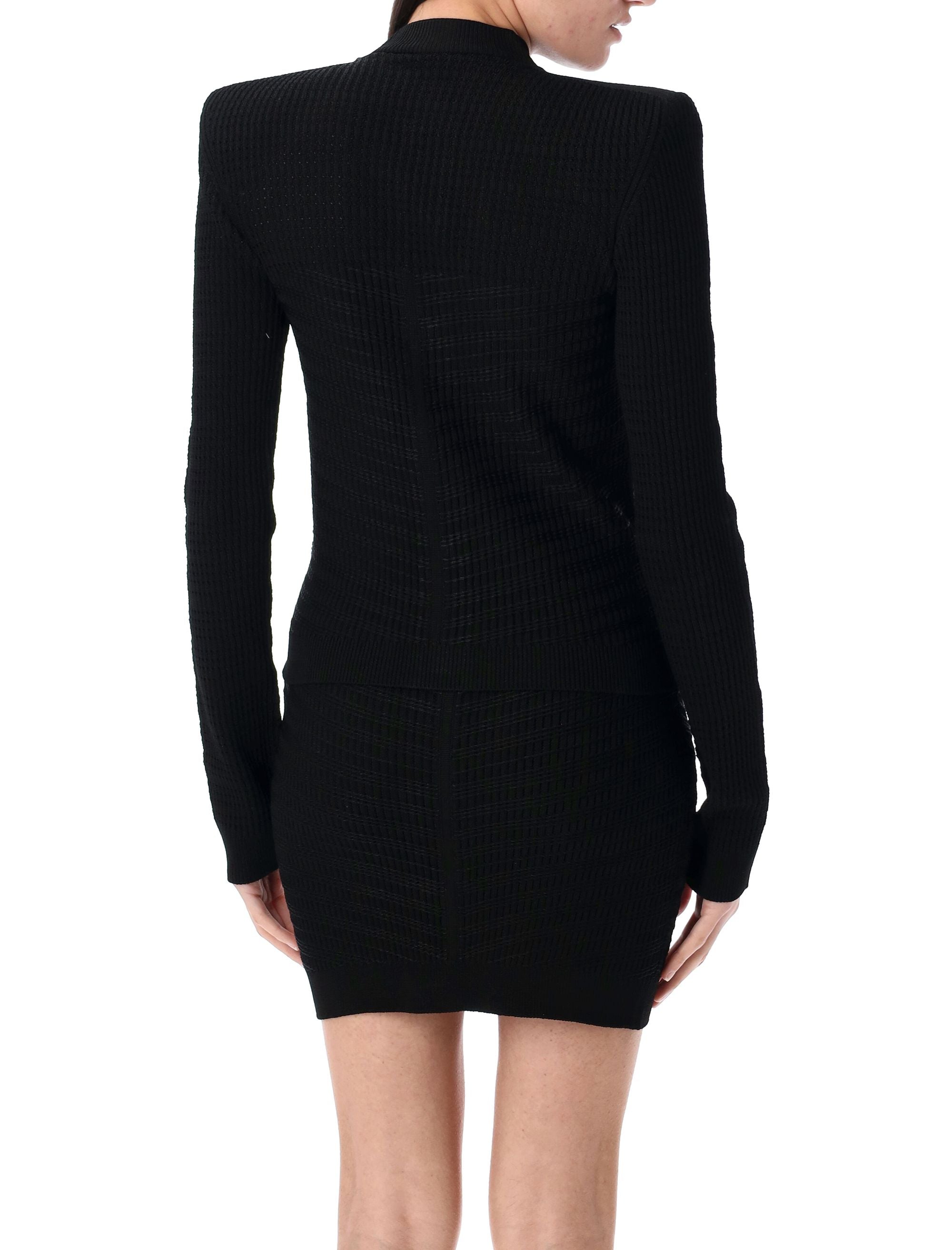 BALMAIN Knit Cardigan with Gold Buttons - Size 36