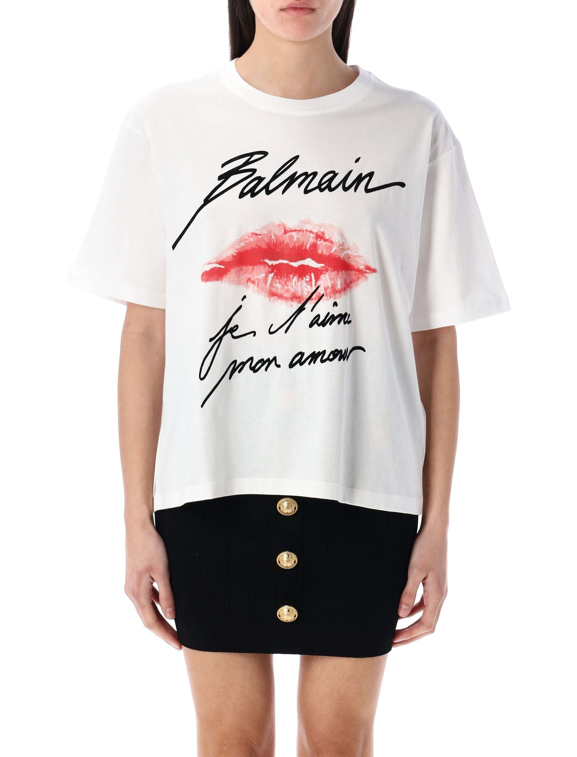 BALMAIN Kiss Print T-Shirt - Size S