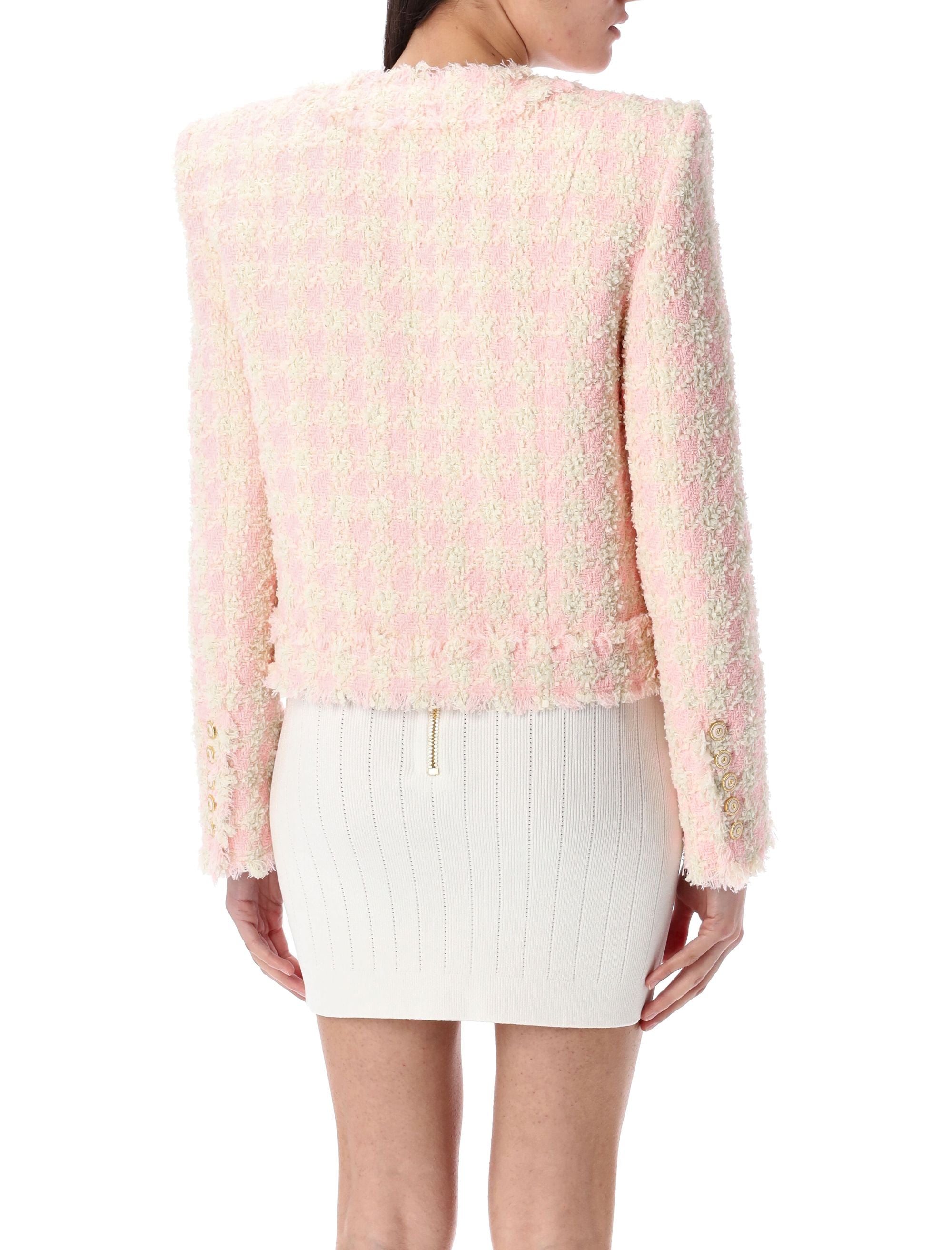 BALMAIN 5-Button Textured Tweed Jacket - Size 38