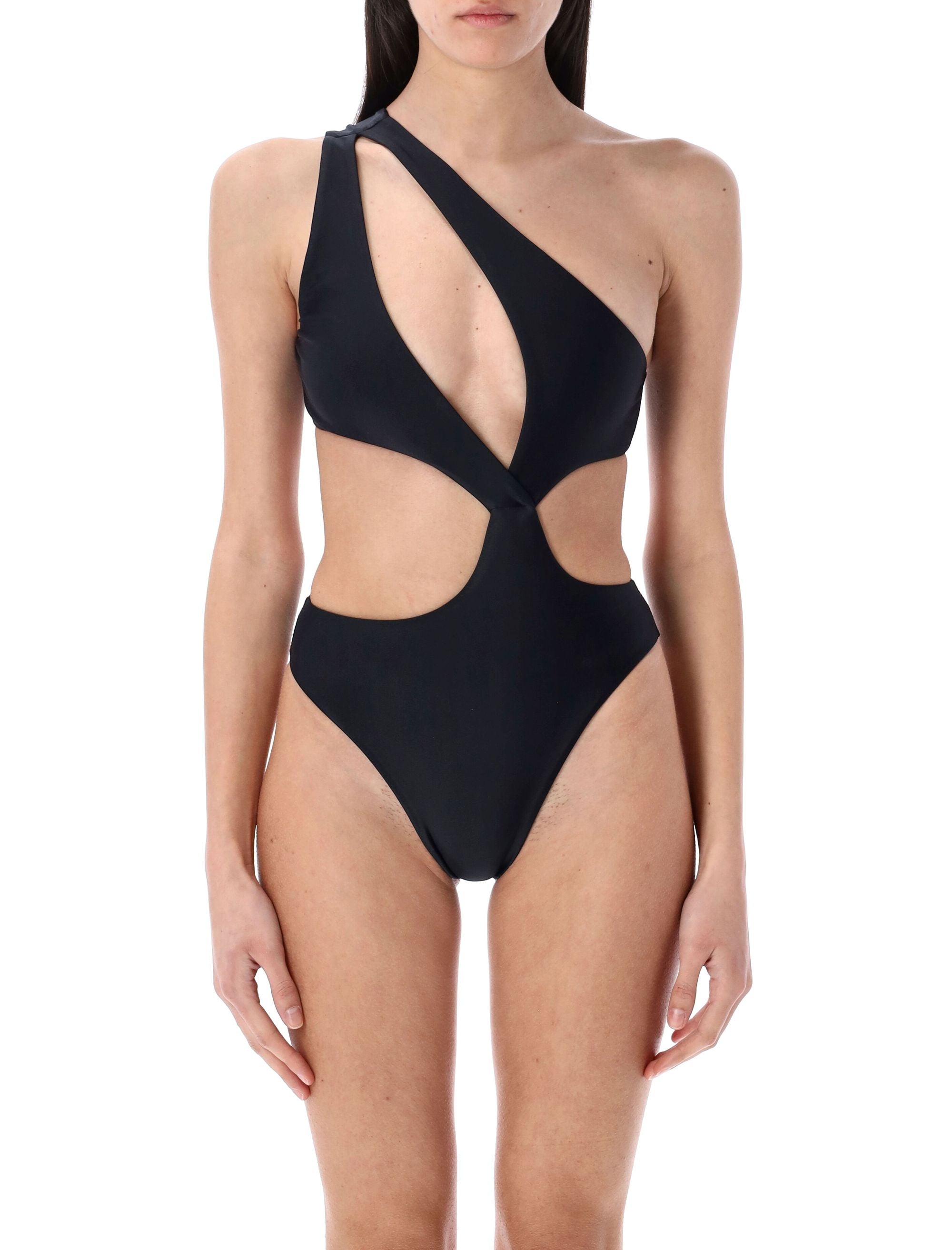 SWIM BY DI Asymmetrical One-Shoulder High Rise Cut-Out One-Piece Swimwear - Size S