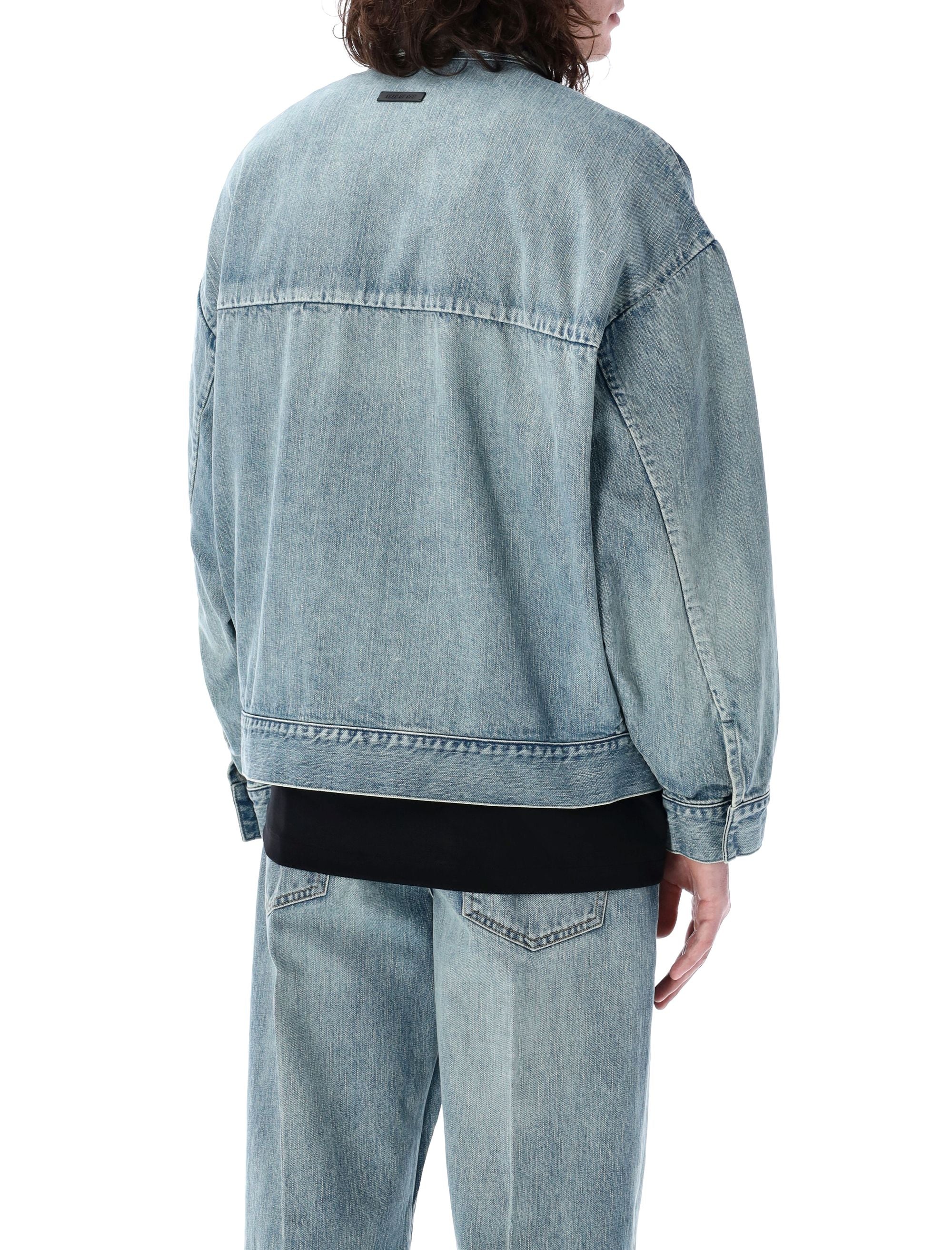 FEAR OF GOD Cropped Boxy Fit Denim Trucker Jacket - Large