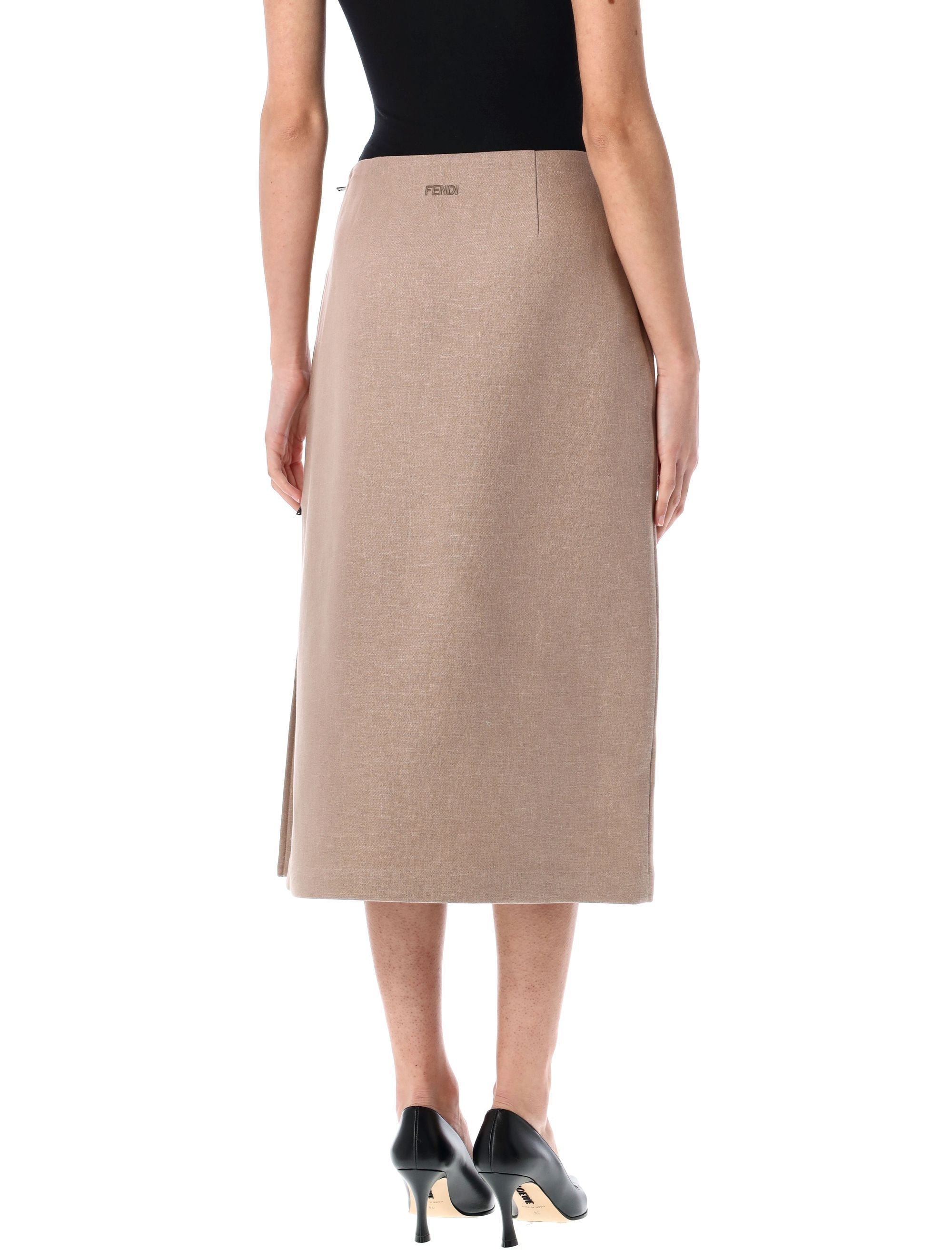 FENDI Straight-Cut Midi Skirt with Deep Side Slit - Size 40