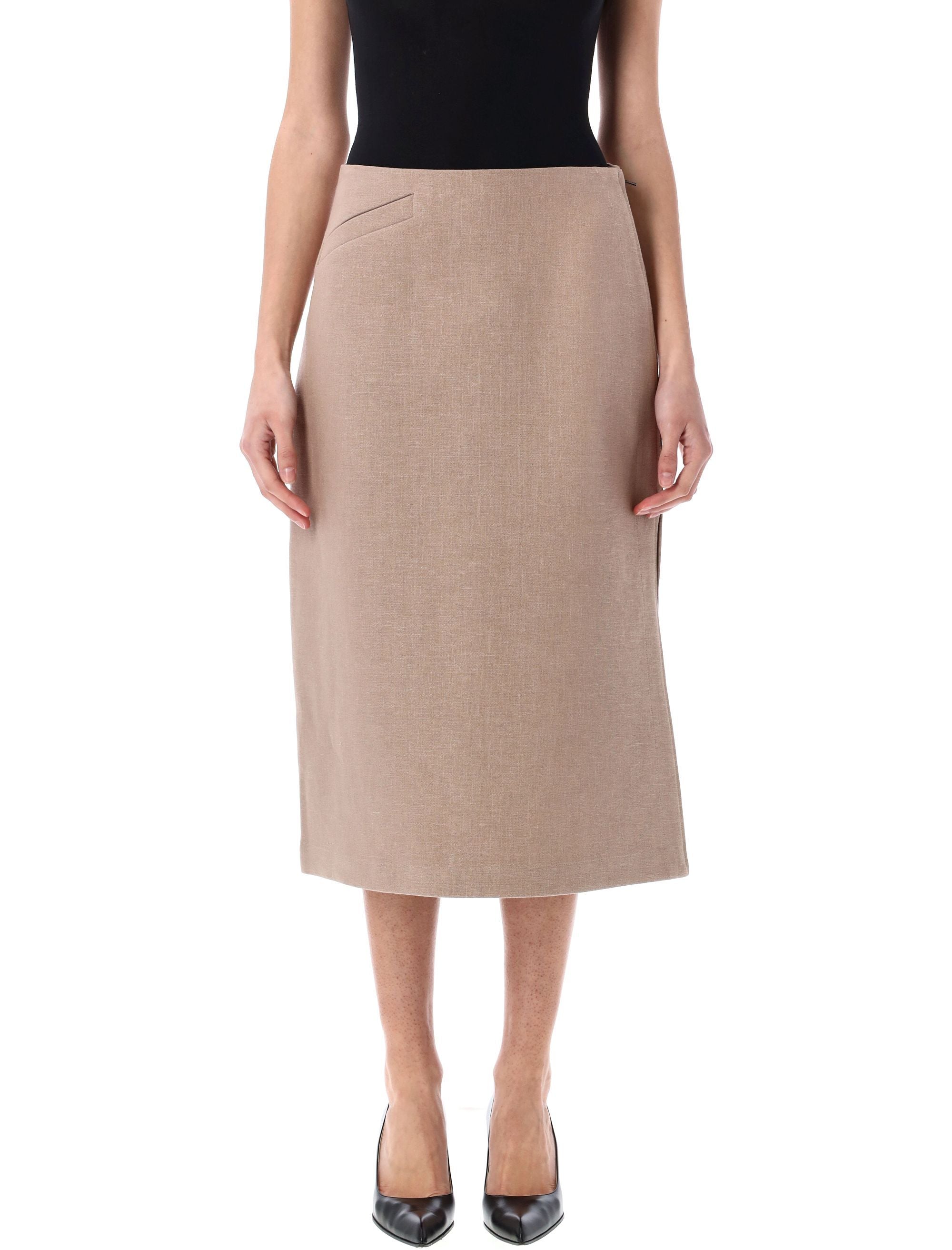 FENDI Straight-Cut Midi Skirt with Deep Side Slit - Size 40
