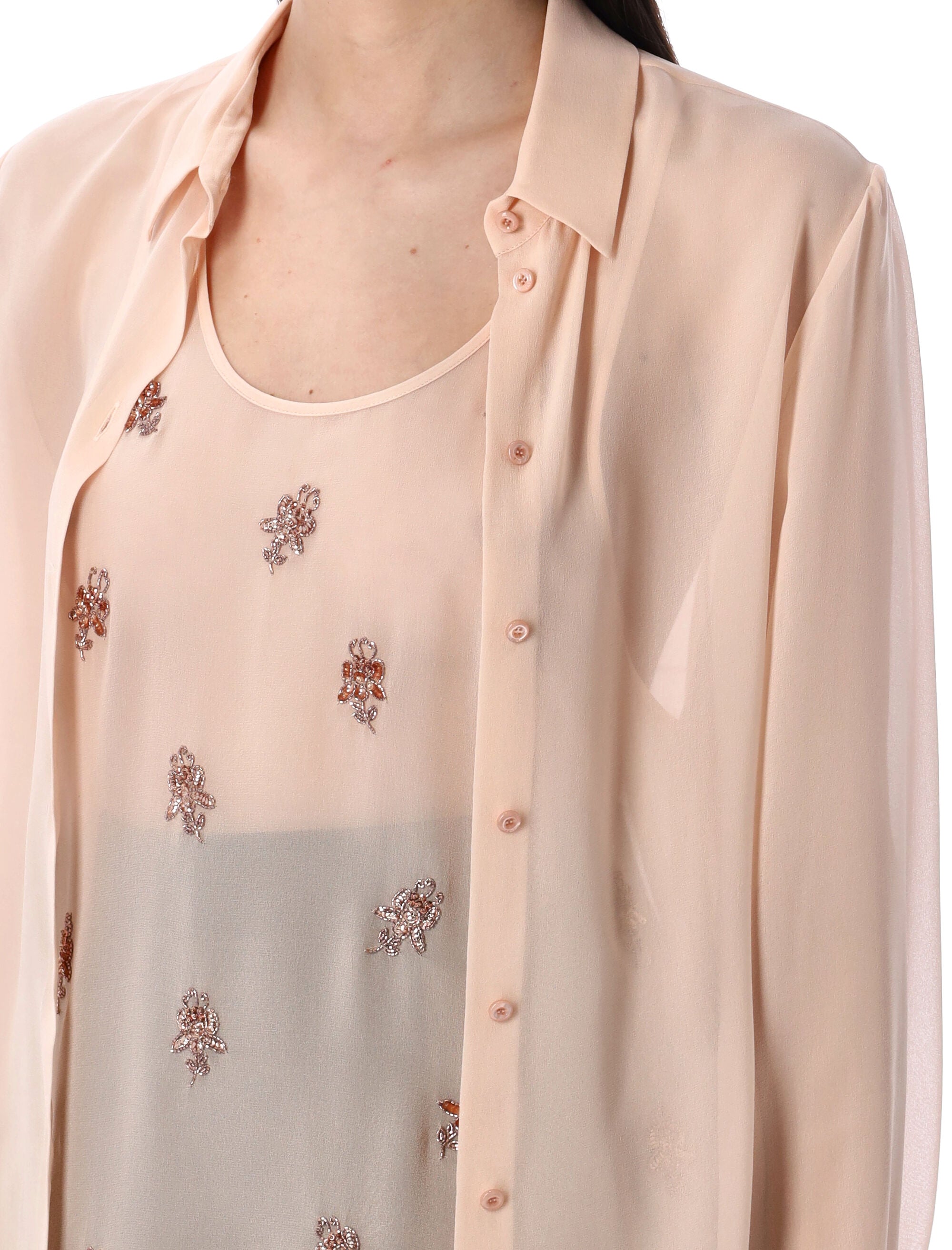 FENDI Double Layer Embroidered Shirt - Size 40