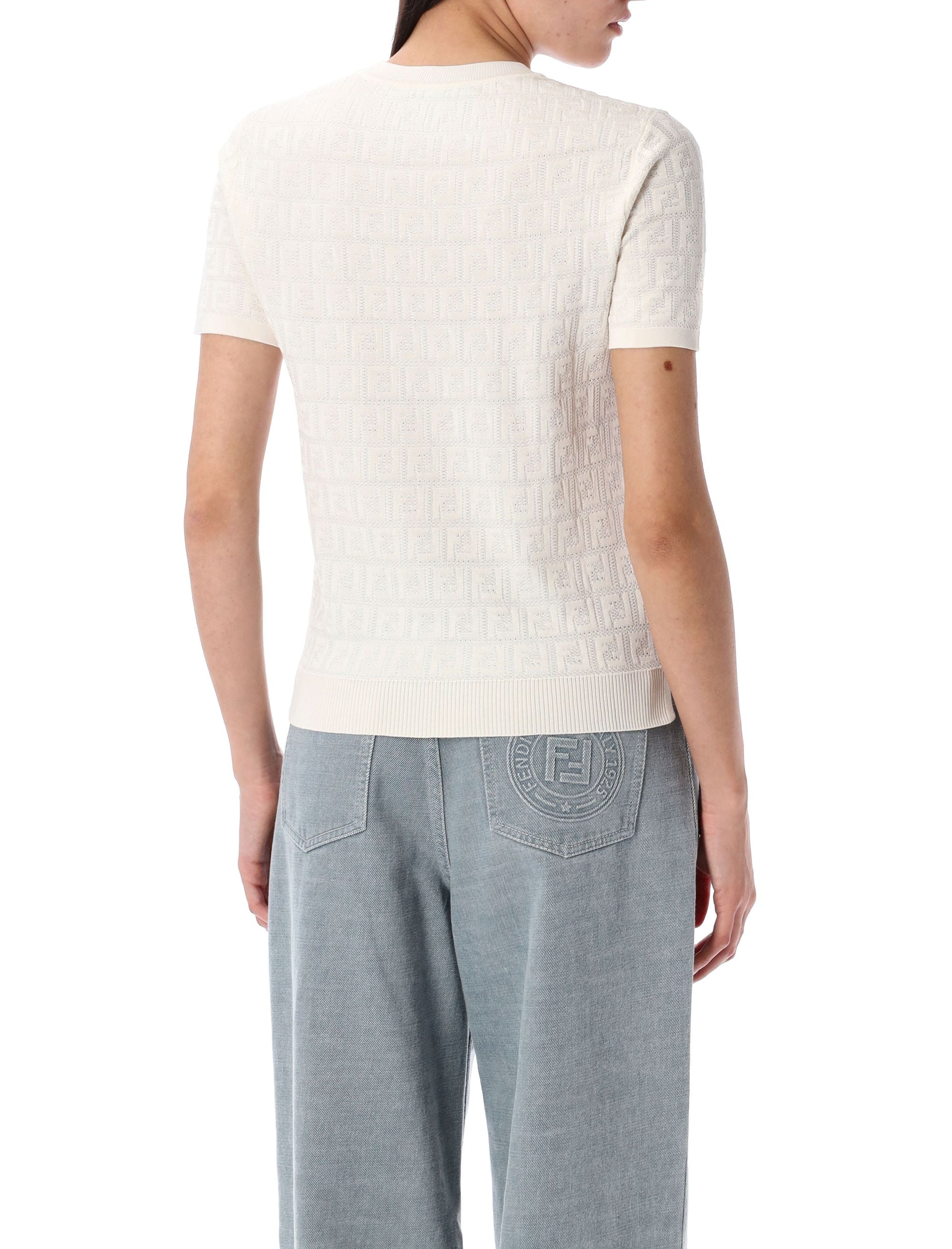 FENDI Slim Fit Lace Knit T-Shirt - Size 38