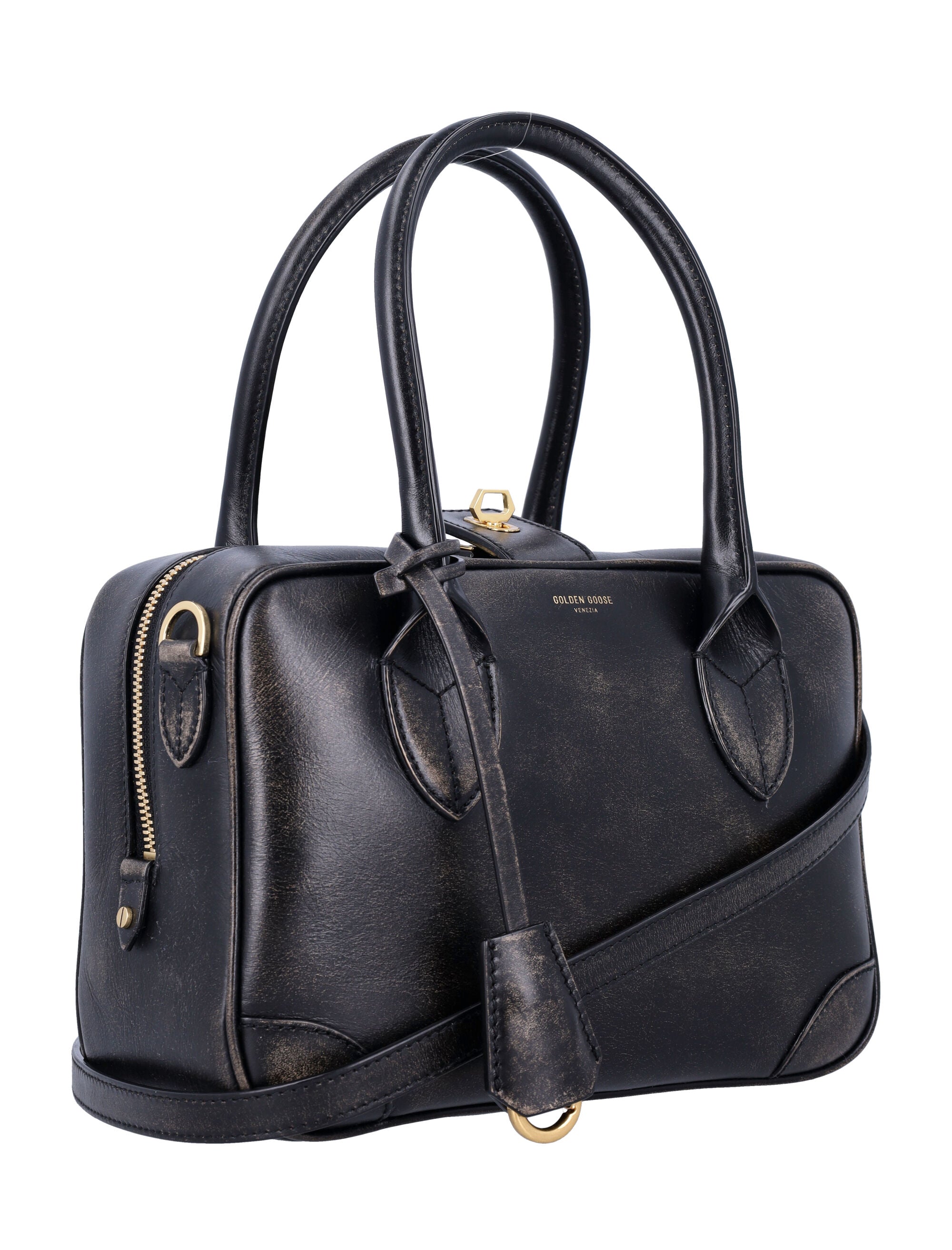 GOLDEN GOOSE Mini Distressed Leather Handbag - 26X17X10CM