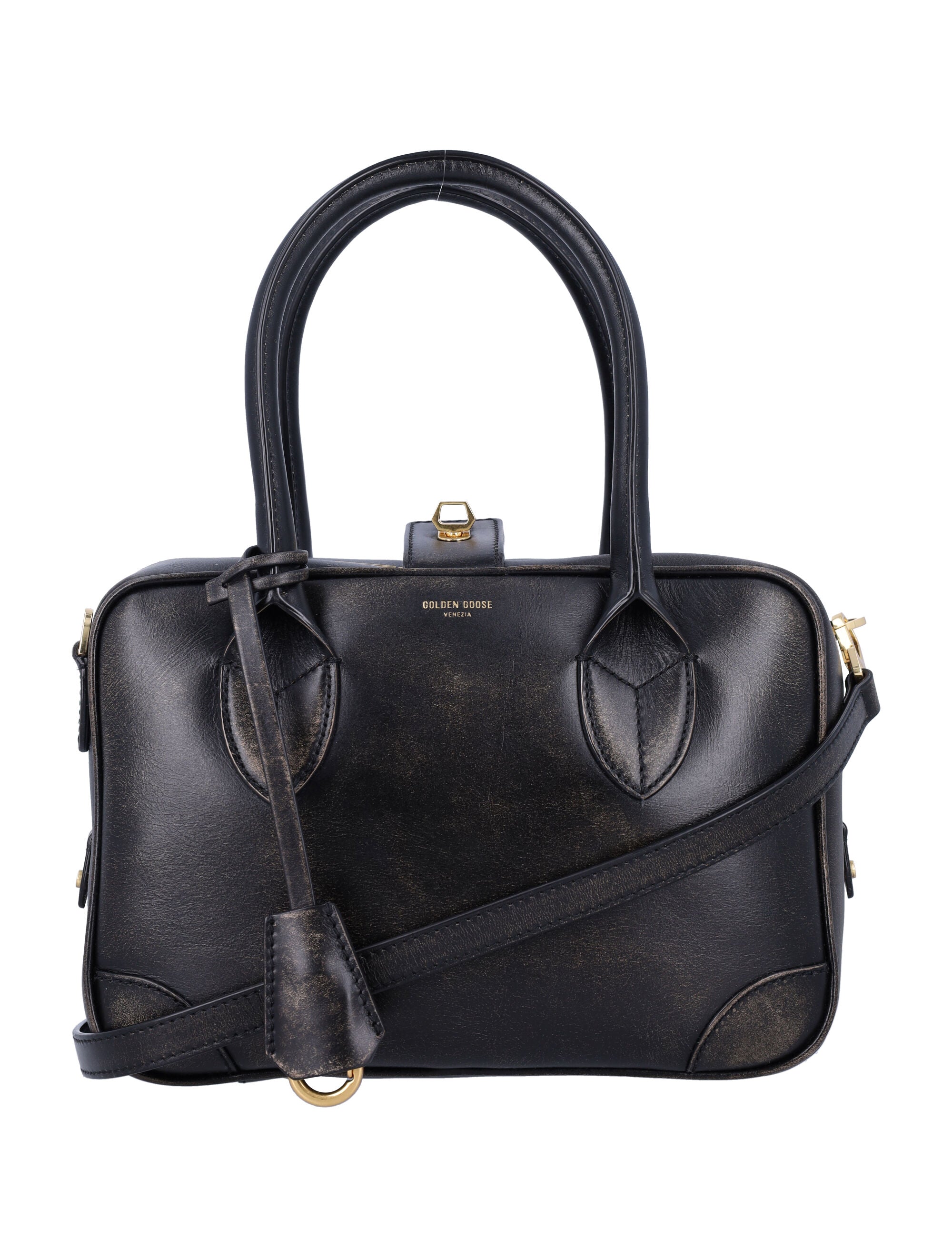 GOLDEN GOOSE Mini Distressed Leather Handbag - 26X17X10CM
