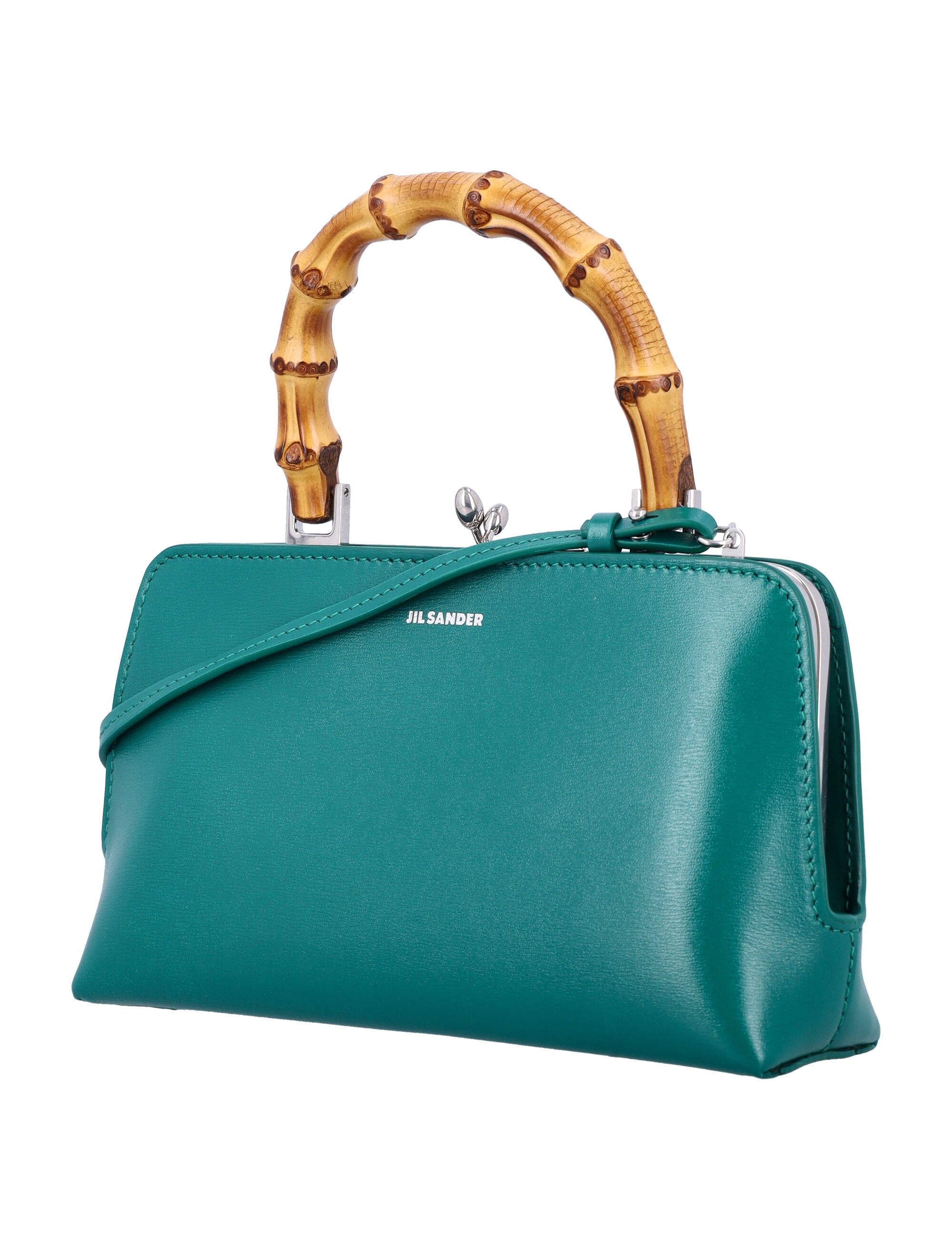 JIL SANDER Mini Handbag with Bamboo Handle and Enamel Finish