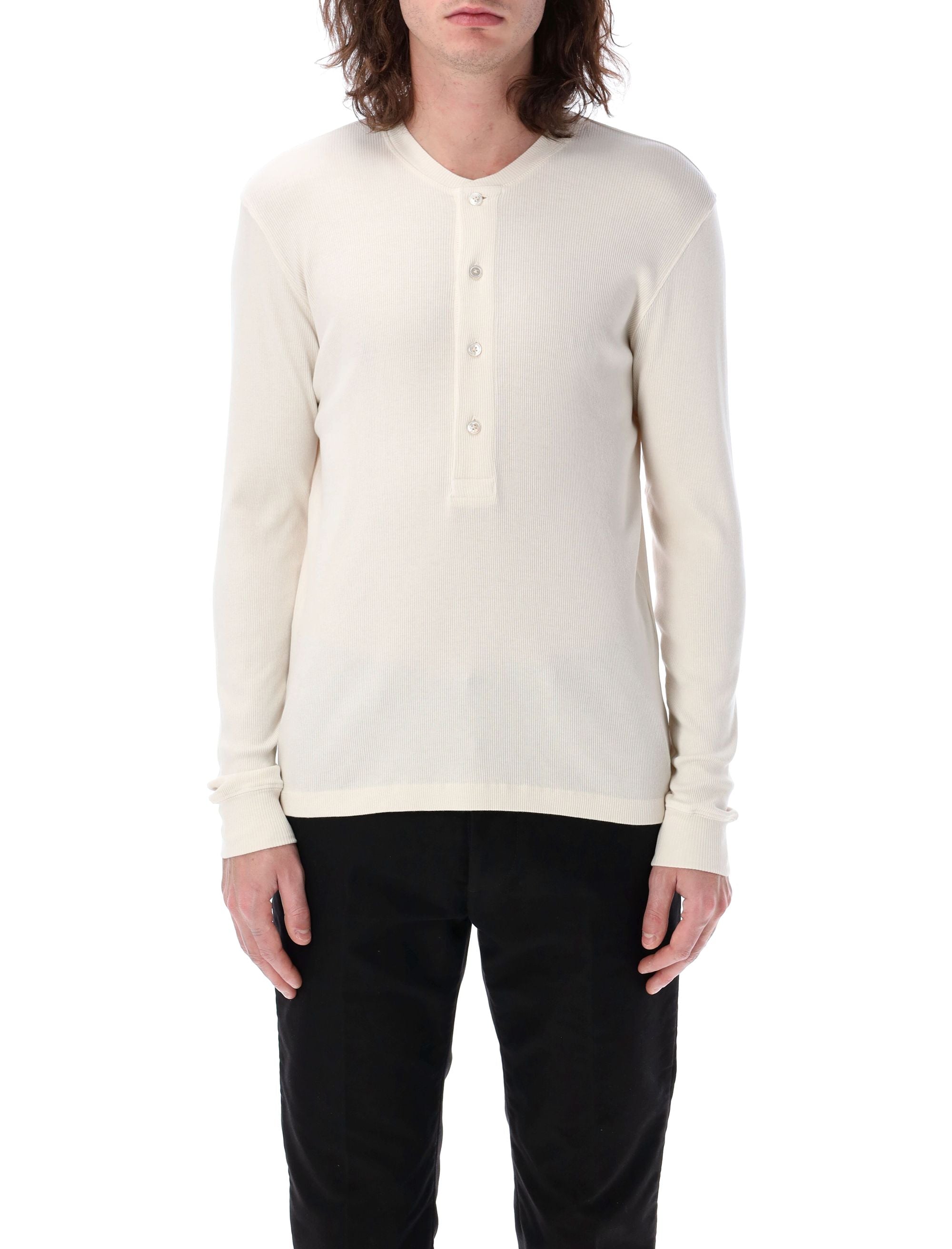 TOM FORD Cotton and Modal Rib Henley - Size 50