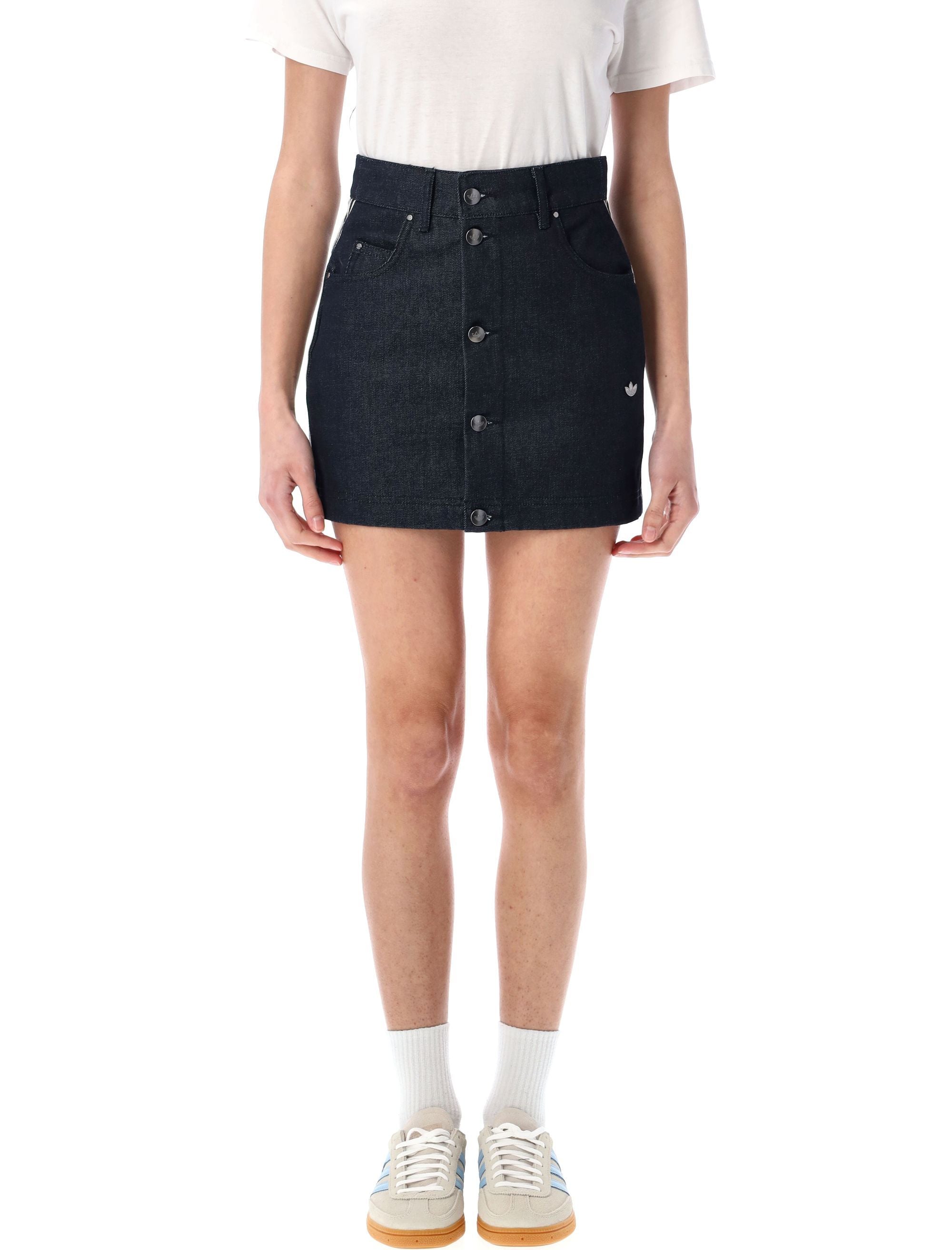 ADIDAS ORIGINALS Slim Fit Denim Skirt with Front Buttons Closure - Size 26