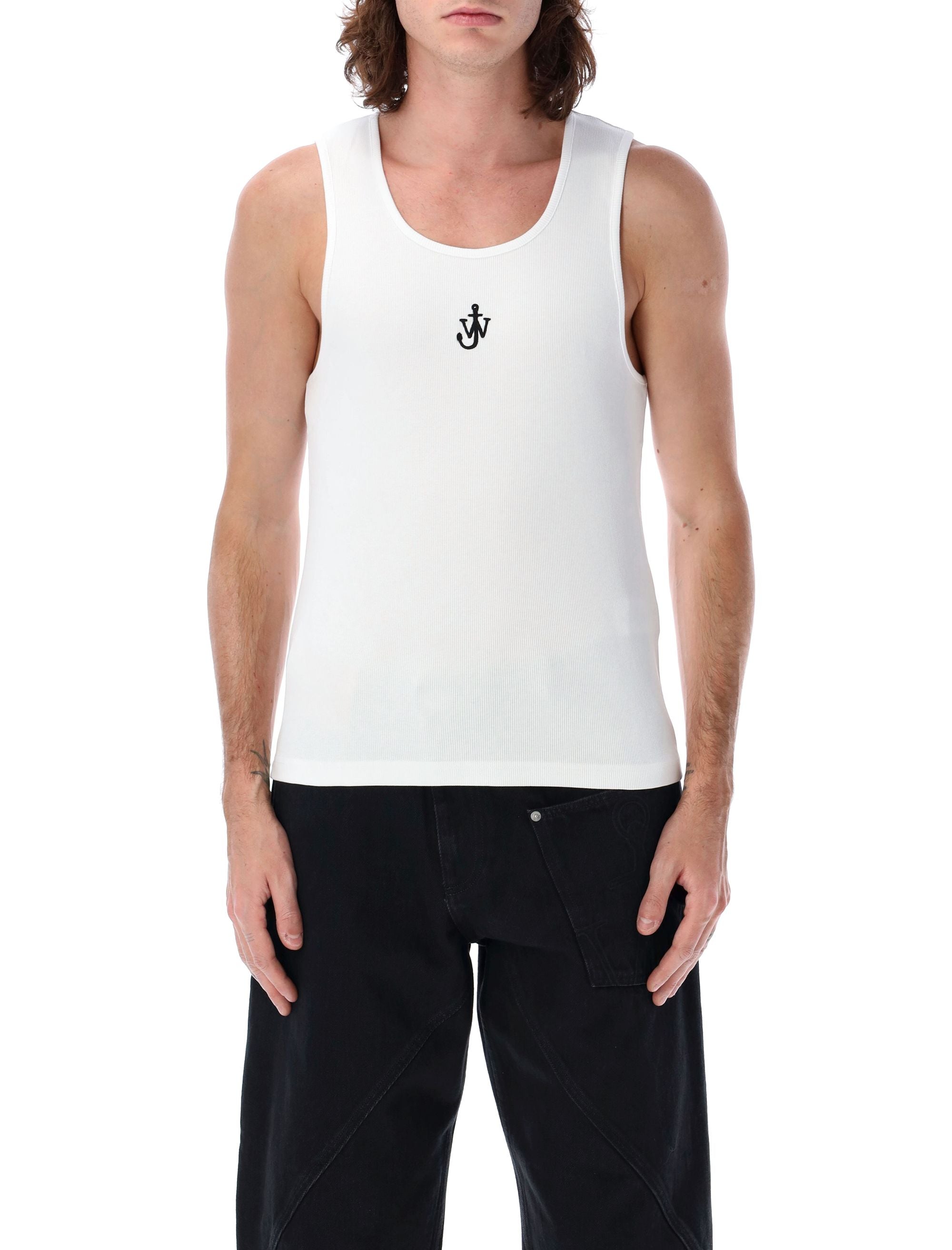 JW ANDERSON Anchor Embroidered Cotton Tank Top for Men